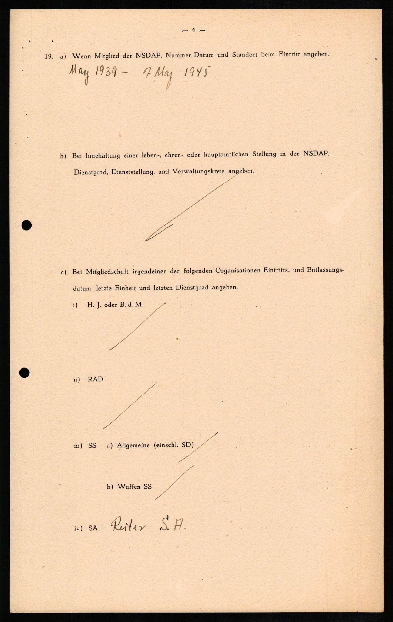 Forsvaret, Forsvarets overkommando II, RA/RAFA-3915/D/Db/L0010: CI Questionaires. Tyske okkupasjonsstyrker i Norge. Tyskere., 1945-1946, p. 108