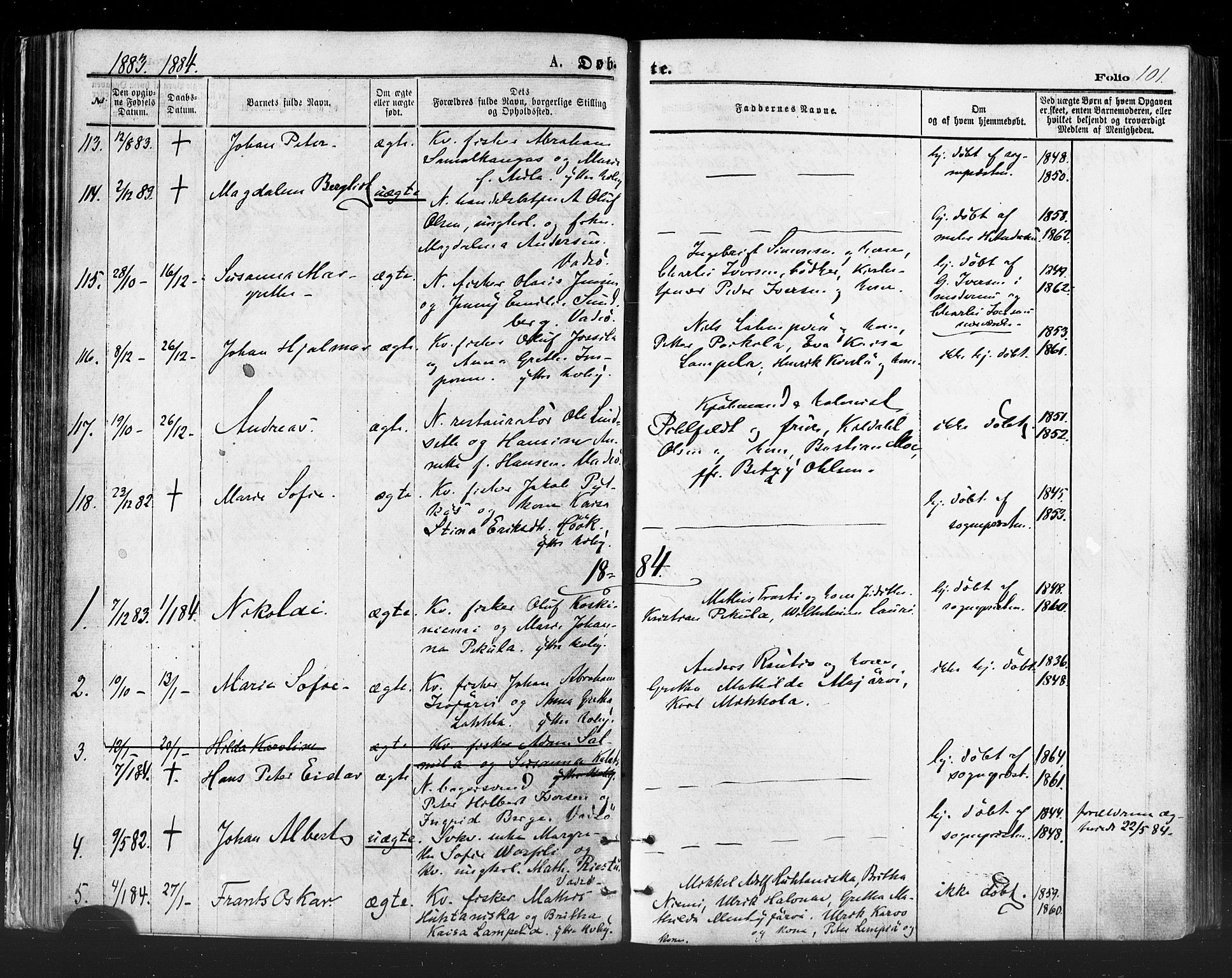 Vadsø sokneprestkontor, SATØ/S-1325/H/Ha/L0005kirke: Parish register (official) no. 5, 1873-1884, p. 101