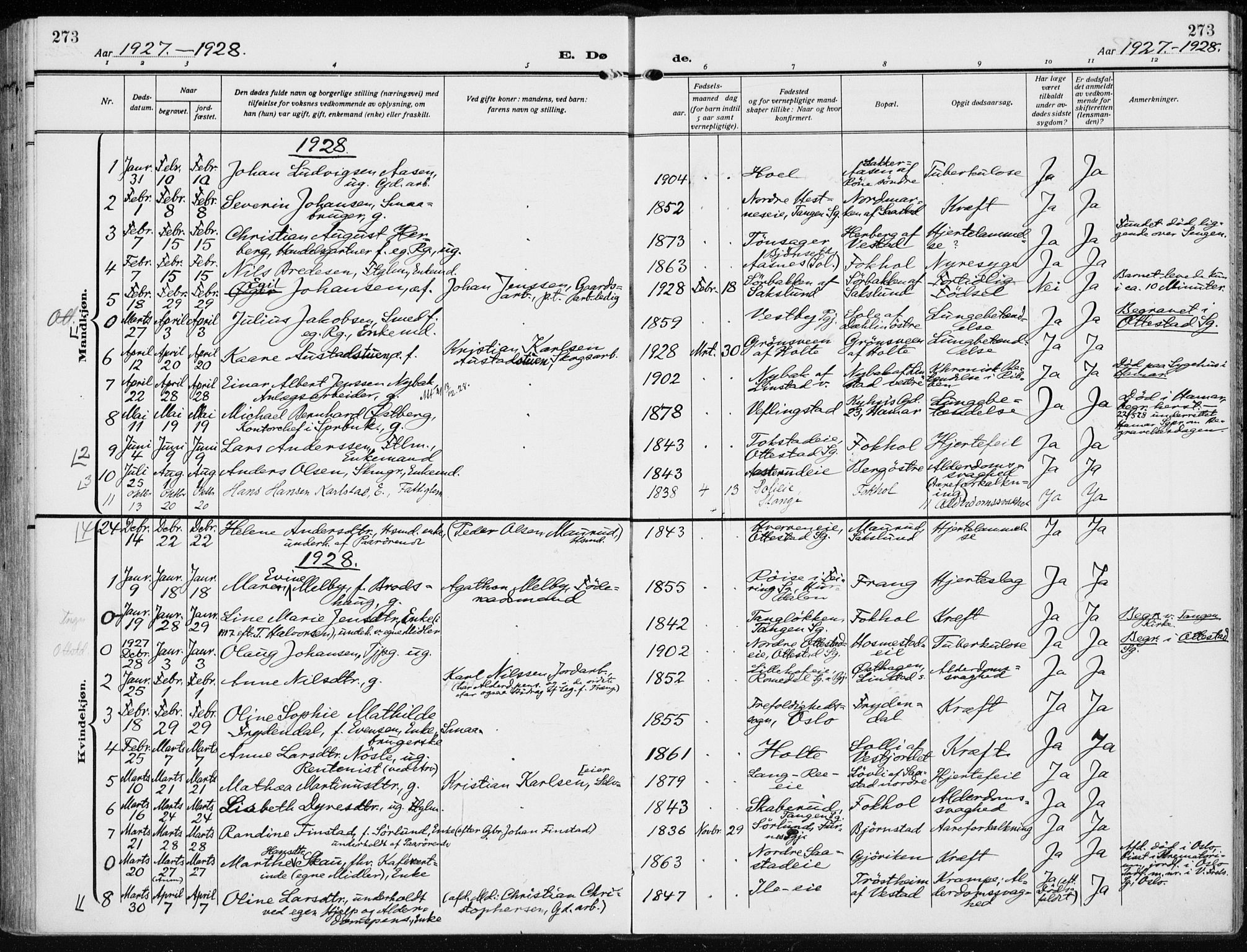 Stange prestekontor, SAH/PREST-002/K/L0026: Parish register (official) no. 26, 1923-1937, p. 273