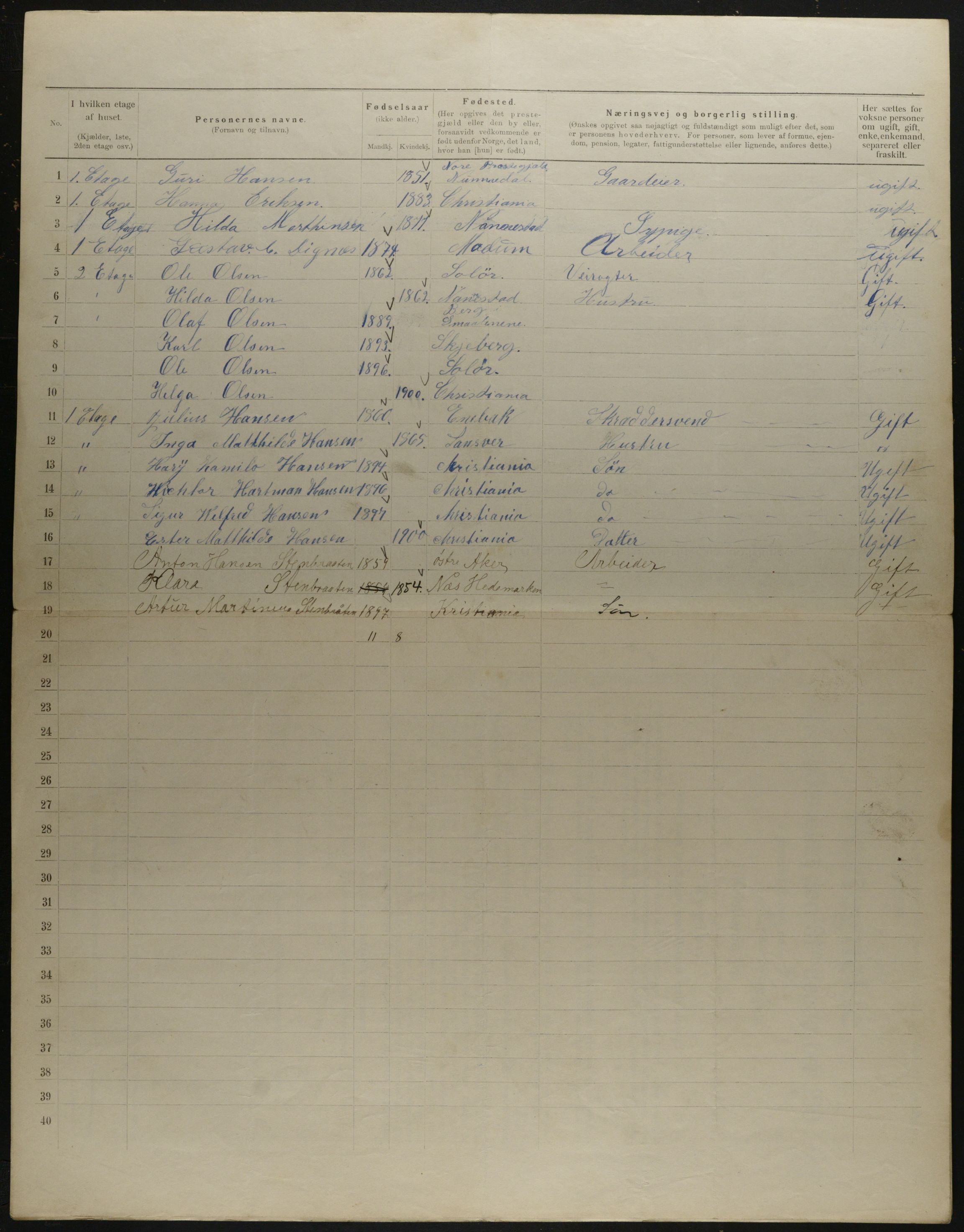 OBA, Municipal Census 1901 for Kristiania, 1901, p. 12825