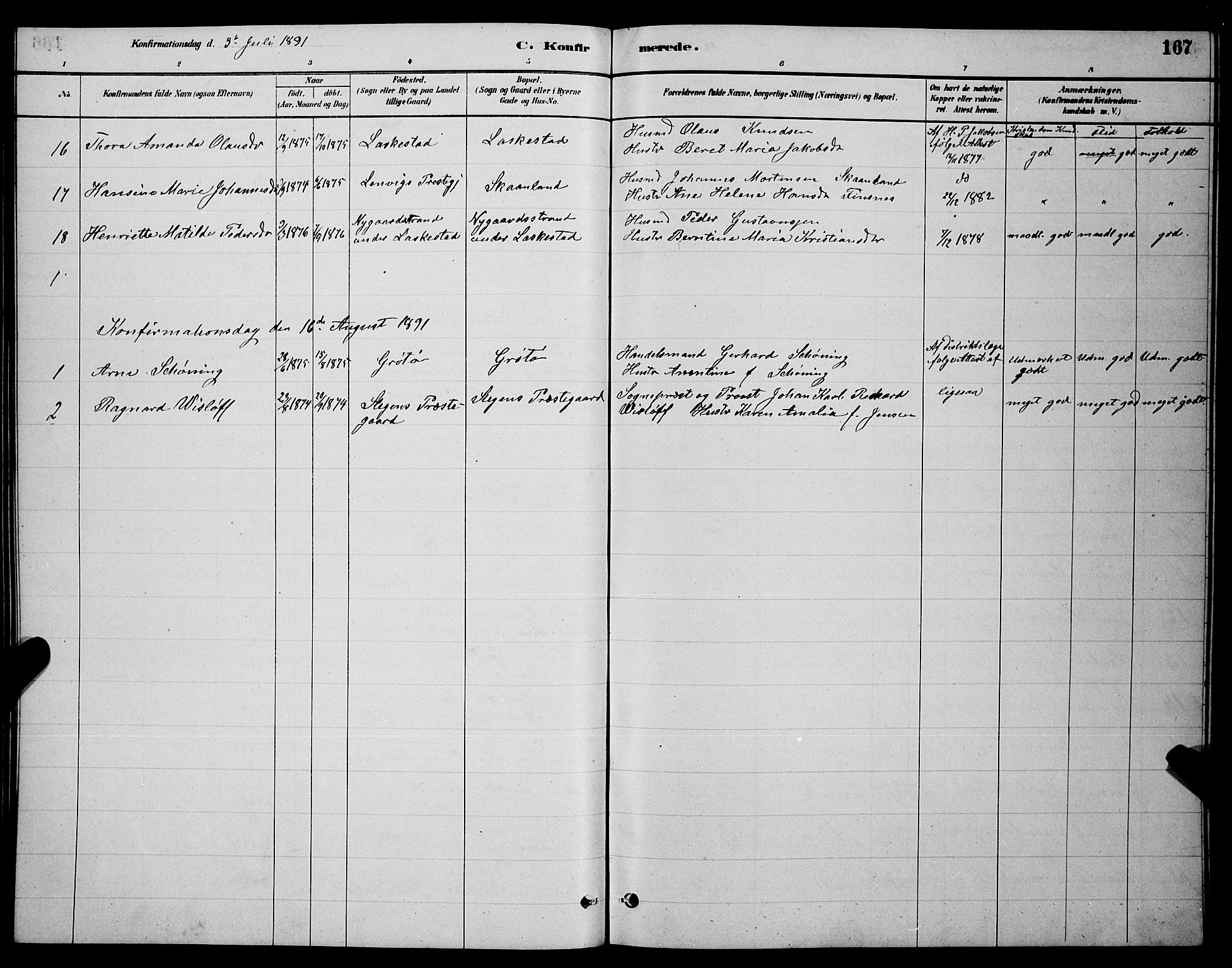 Ministerialprotokoller, klokkerbøker og fødselsregistre - Nordland, AV/SAT-A-1459/855/L0816: Parish register (copy) no. 855C05, 1879-1894, p. 167