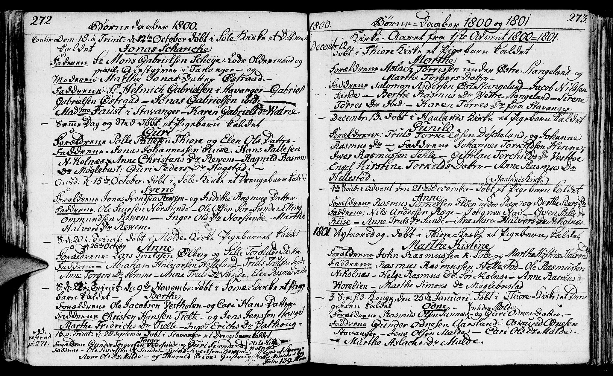 Håland sokneprestkontor, SAST/A-101802/001/30BA/L0003: Parish register (official) no. A 3, 1794-1815, p. 272-273