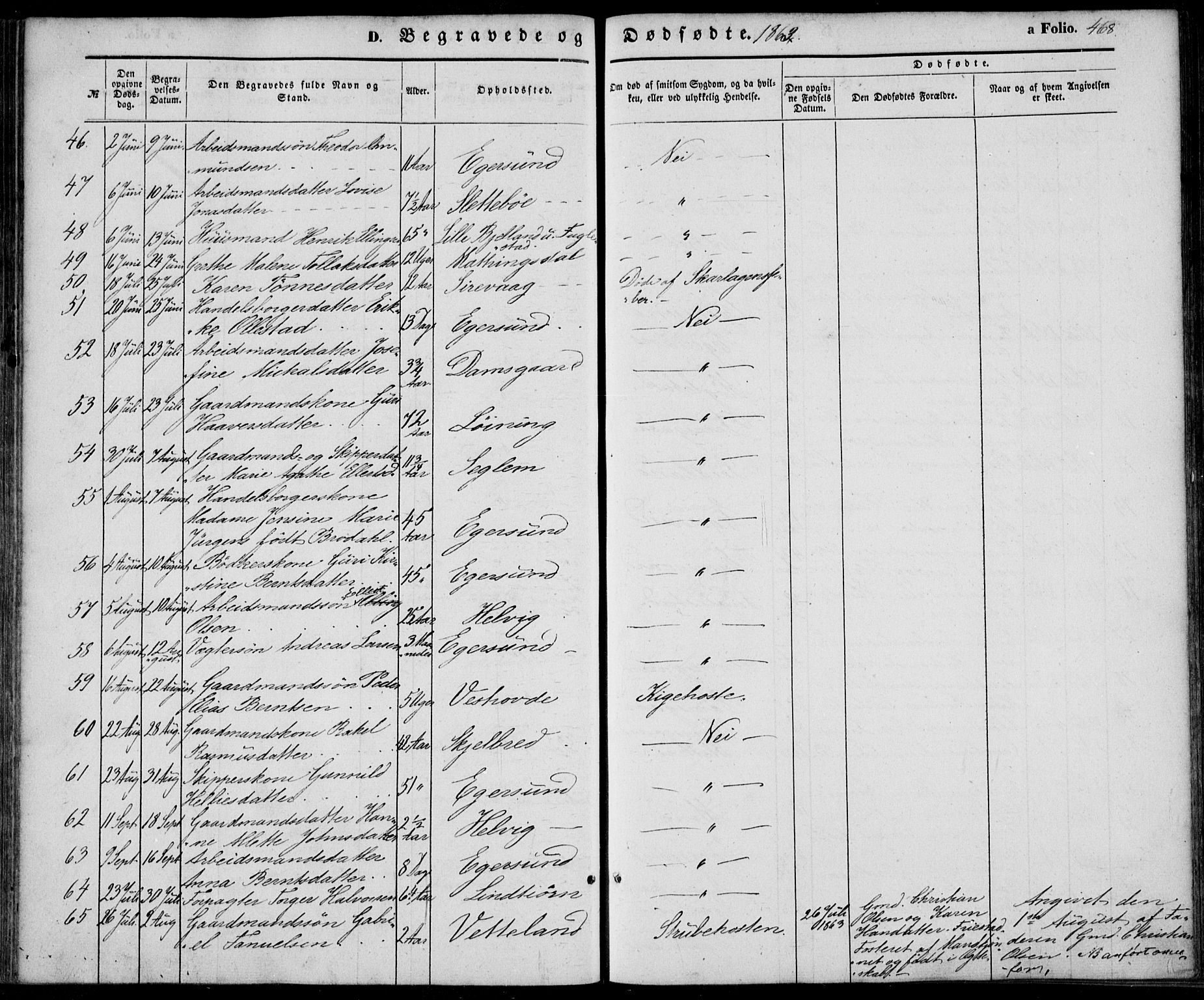 Eigersund sokneprestkontor, AV/SAST-A-101807/S08/L0013: Parish register (official) no. A 12.2, 1850-1865, p. 468