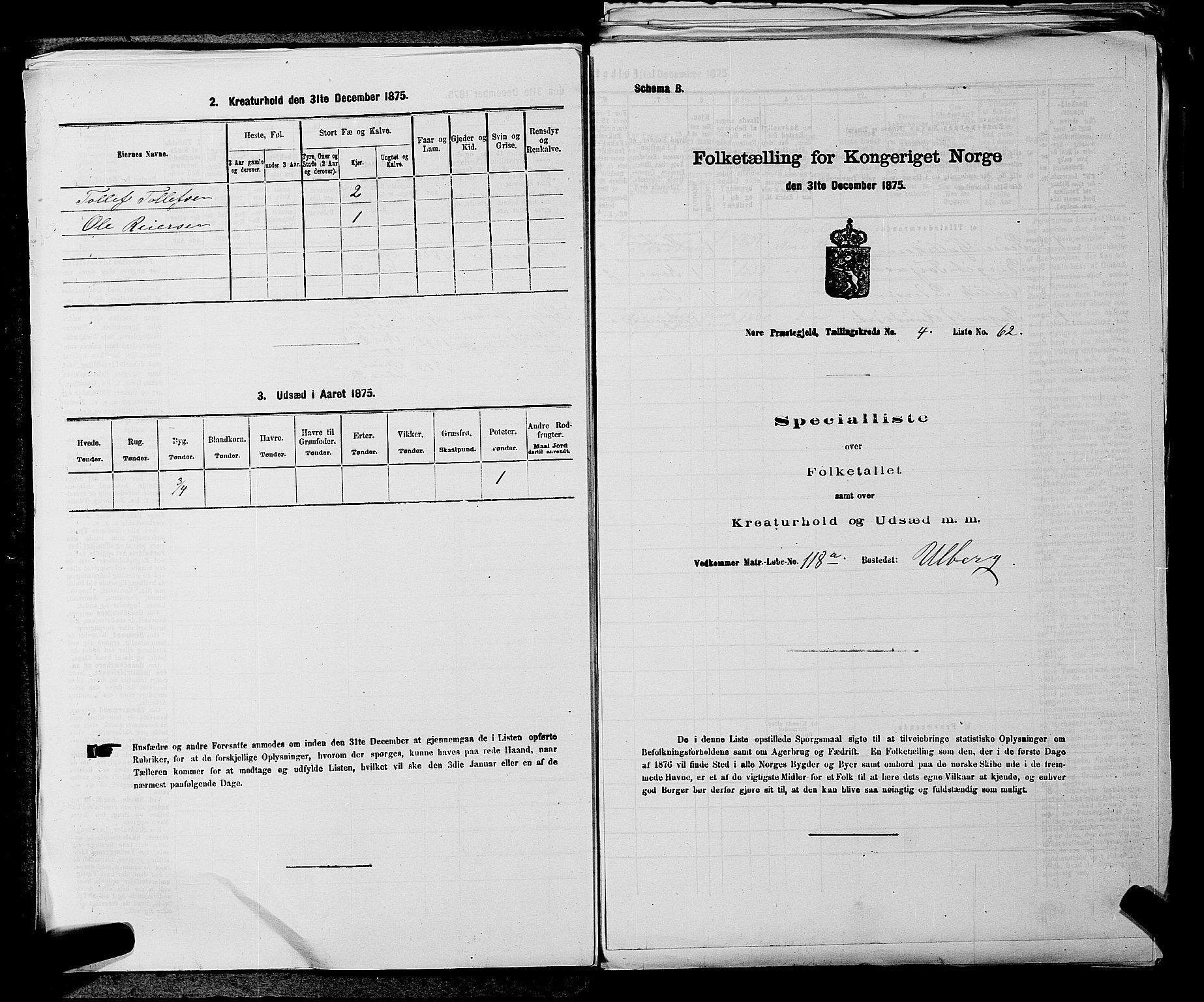 SAKO, 1875 census for 0633P Nore, 1875, p. 496
