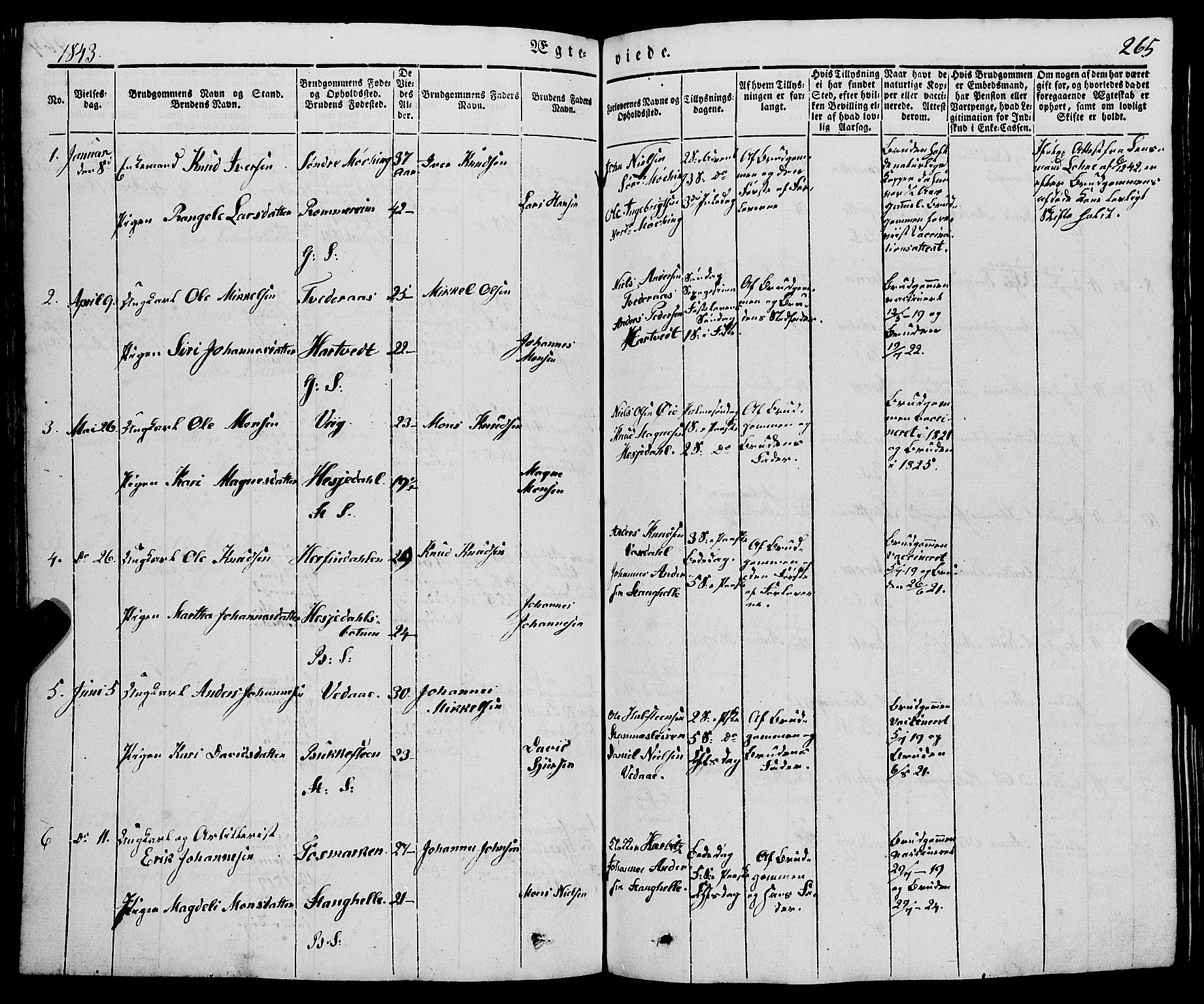 Haus sokneprestembete, AV/SAB-A-75601/H/Haa: Parish register (official) no. A 15, 1838-1847, p. 265