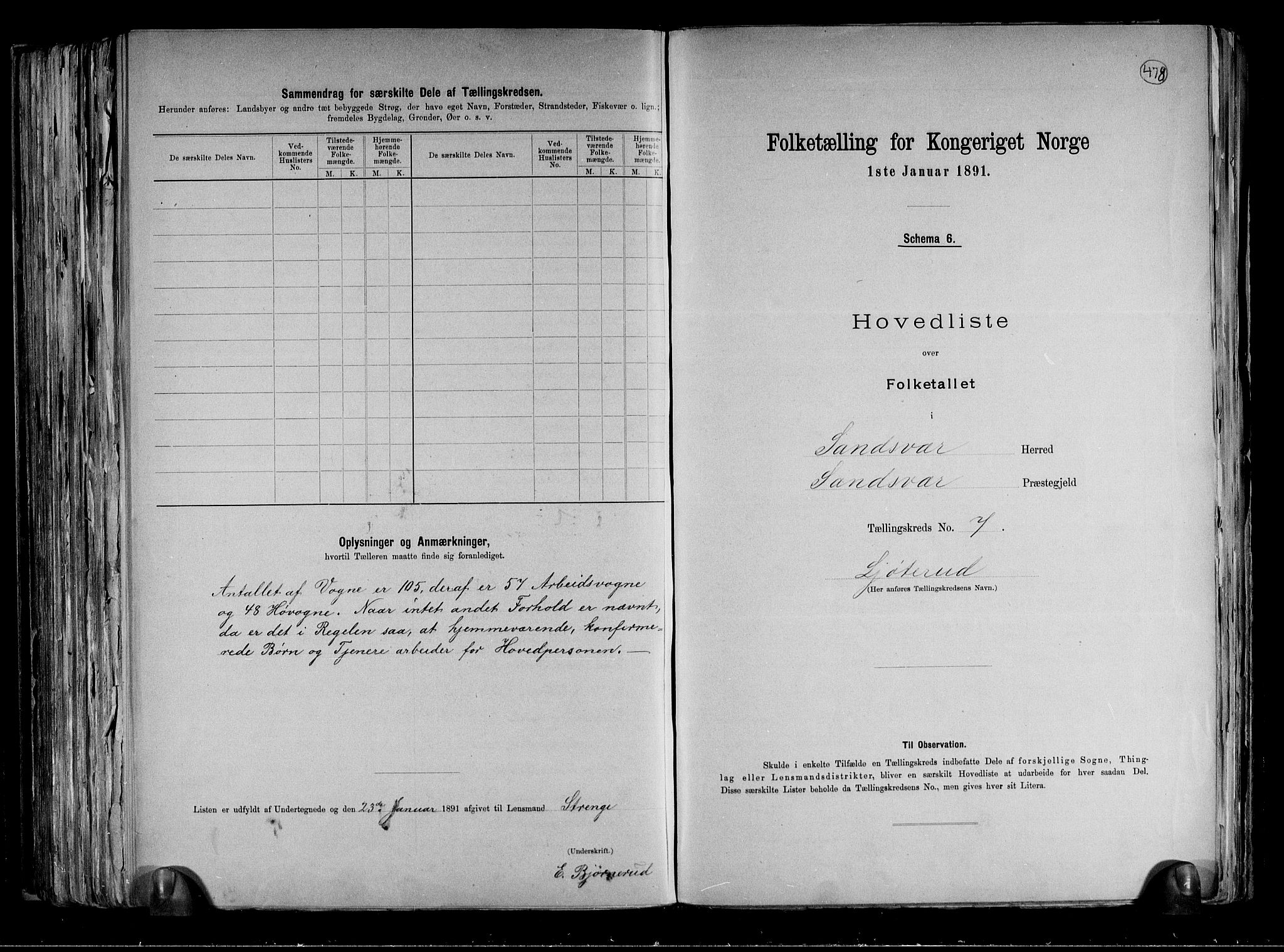 RA, 1891 census for 0629 Sandsvær, 1891, p. 21