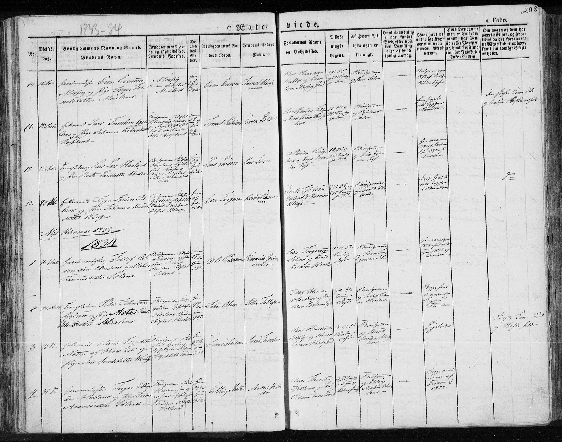 Lye sokneprestkontor, AV/SAST-A-101794/001/30BA/L0004: Parish register (official) no. A 4, 1826-1841, p. 208