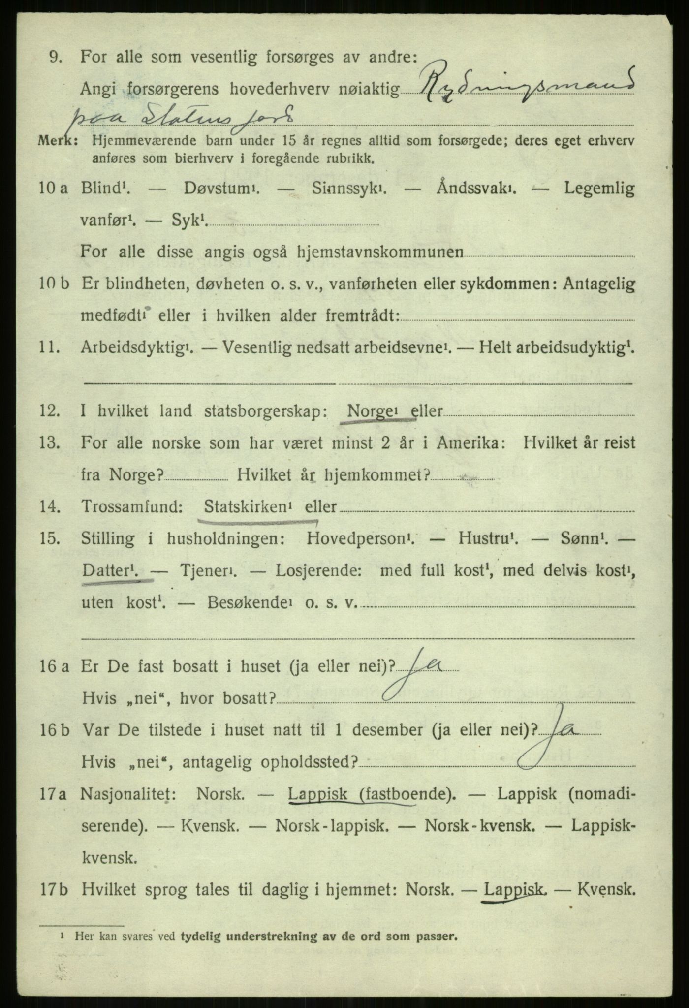 SATØ, 1920 census for Tranøy, 1920, p. 3806