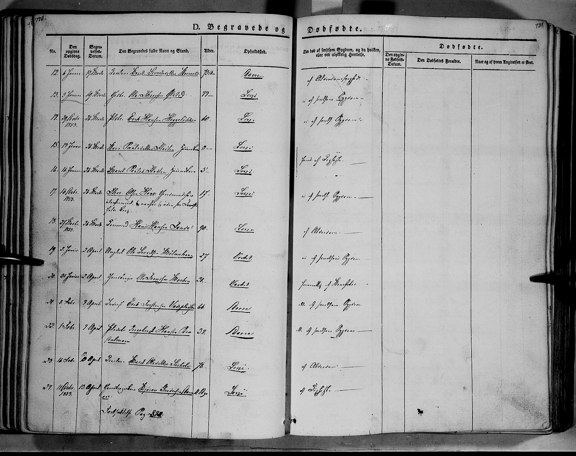 Lesja prestekontor, SAH/PREST-068/H/Ha/Haa/L0006: Parish register (official) no. 6B, 1843-1854, p. 730-731