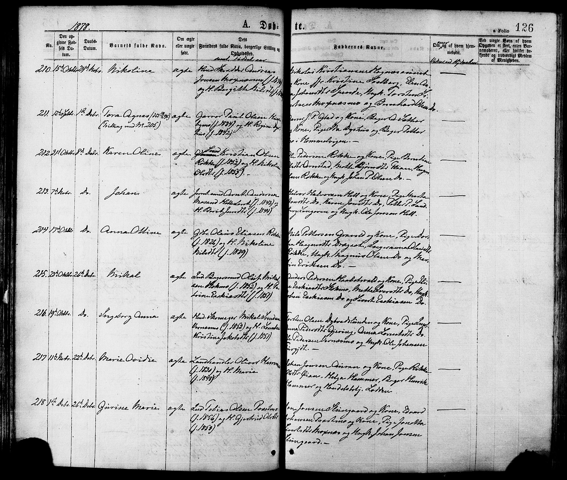 Ministerialprotokoller, klokkerbøker og fødselsregistre - Nord-Trøndelag, AV/SAT-A-1458/709/L0076: Parish register (official) no. 709A16, 1871-1879, p. 126