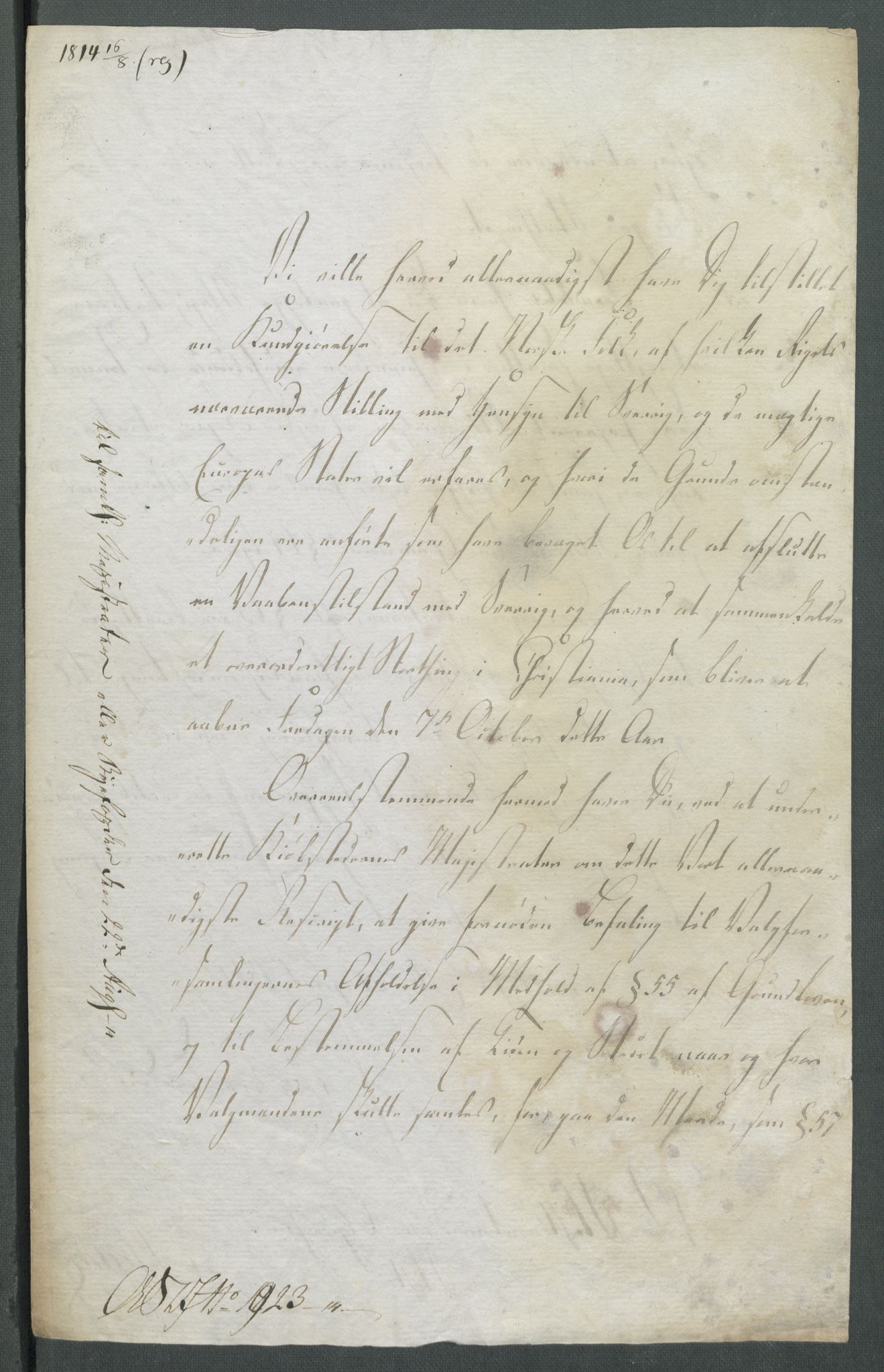 Forskjellige samlinger, Historisk-kronologisk samling, AV/RA-EA-4029/G/Ga/L0009A: Historisk-kronologisk samling. Dokumenter fra januar og ut september 1814. , 1814, p. 288