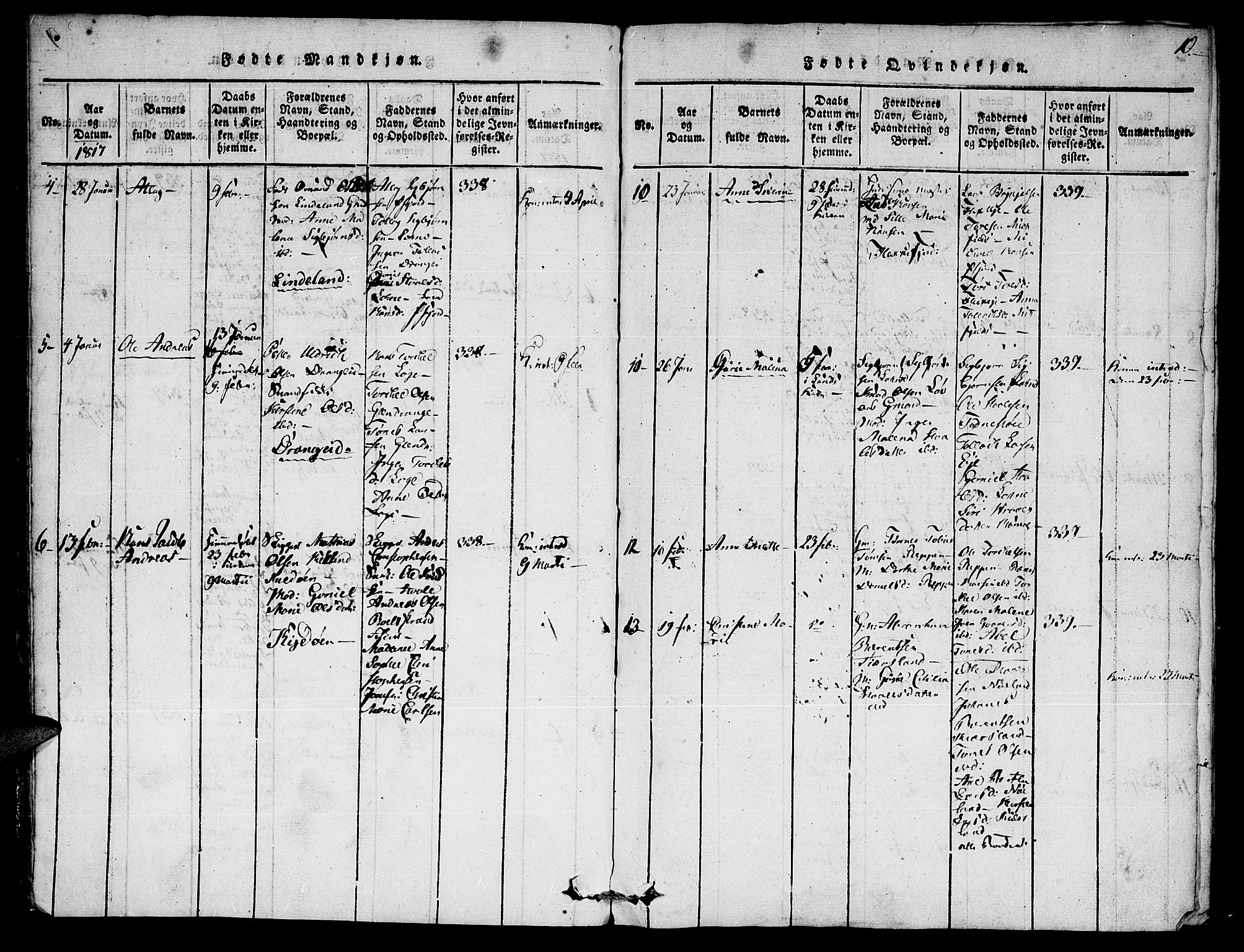 Flekkefjord sokneprestkontor, AV/SAK-1111-0012/F/Fa/Fac/L0002: Parish register (official) no. A 2, 1815-1826, p. 10