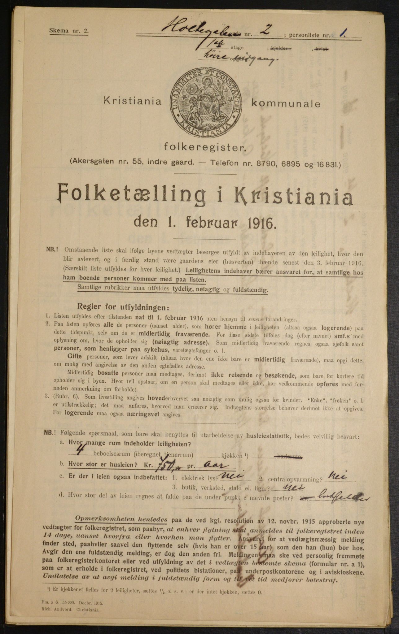 OBA, Municipal Census 1916 for Kristiania, 1916, p. 41799