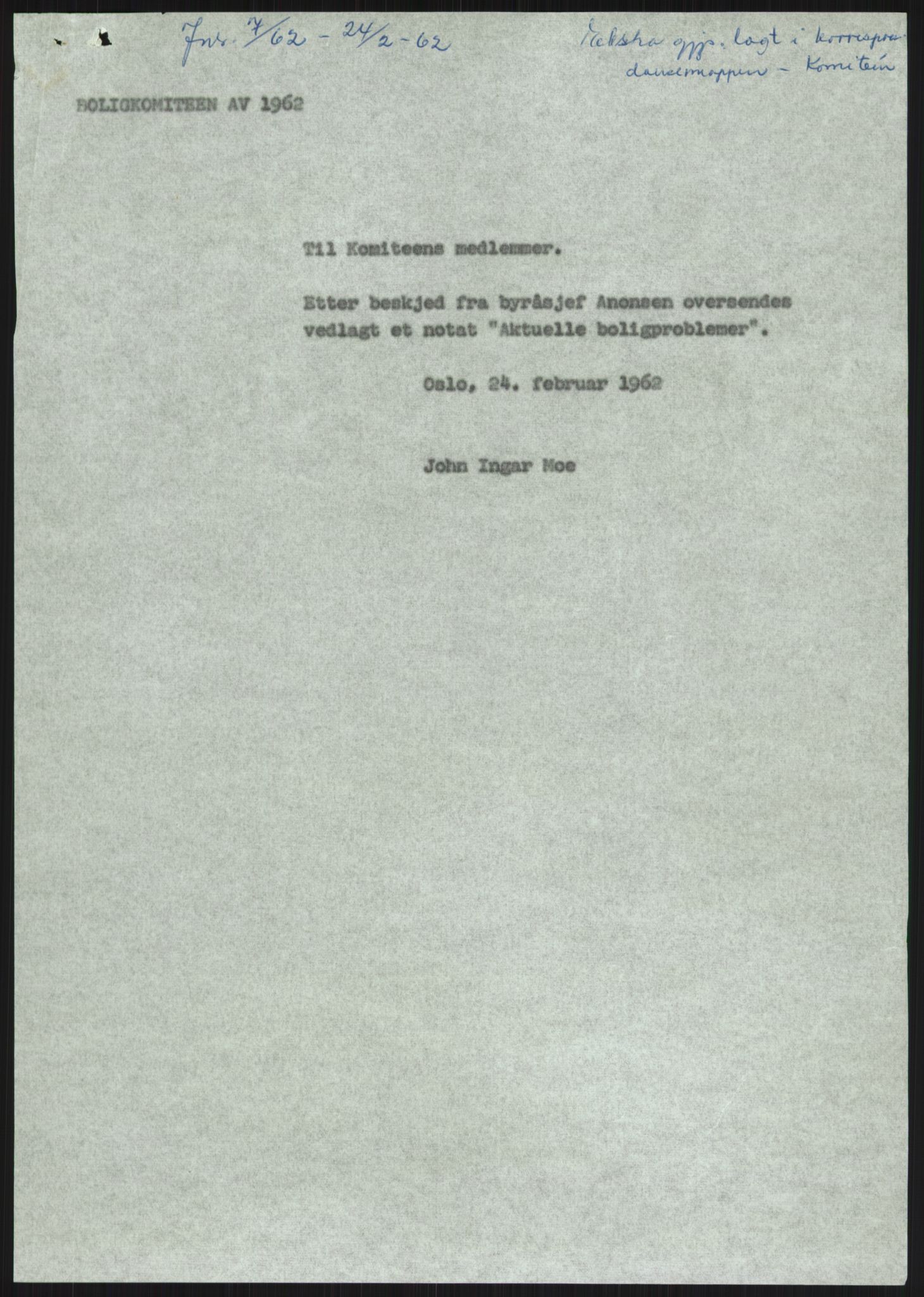 Kommunaldepartementet, Boligkomiteen av 1962, AV/RA-S-1456/D/L0002: --, 1958-1962, p. 1693