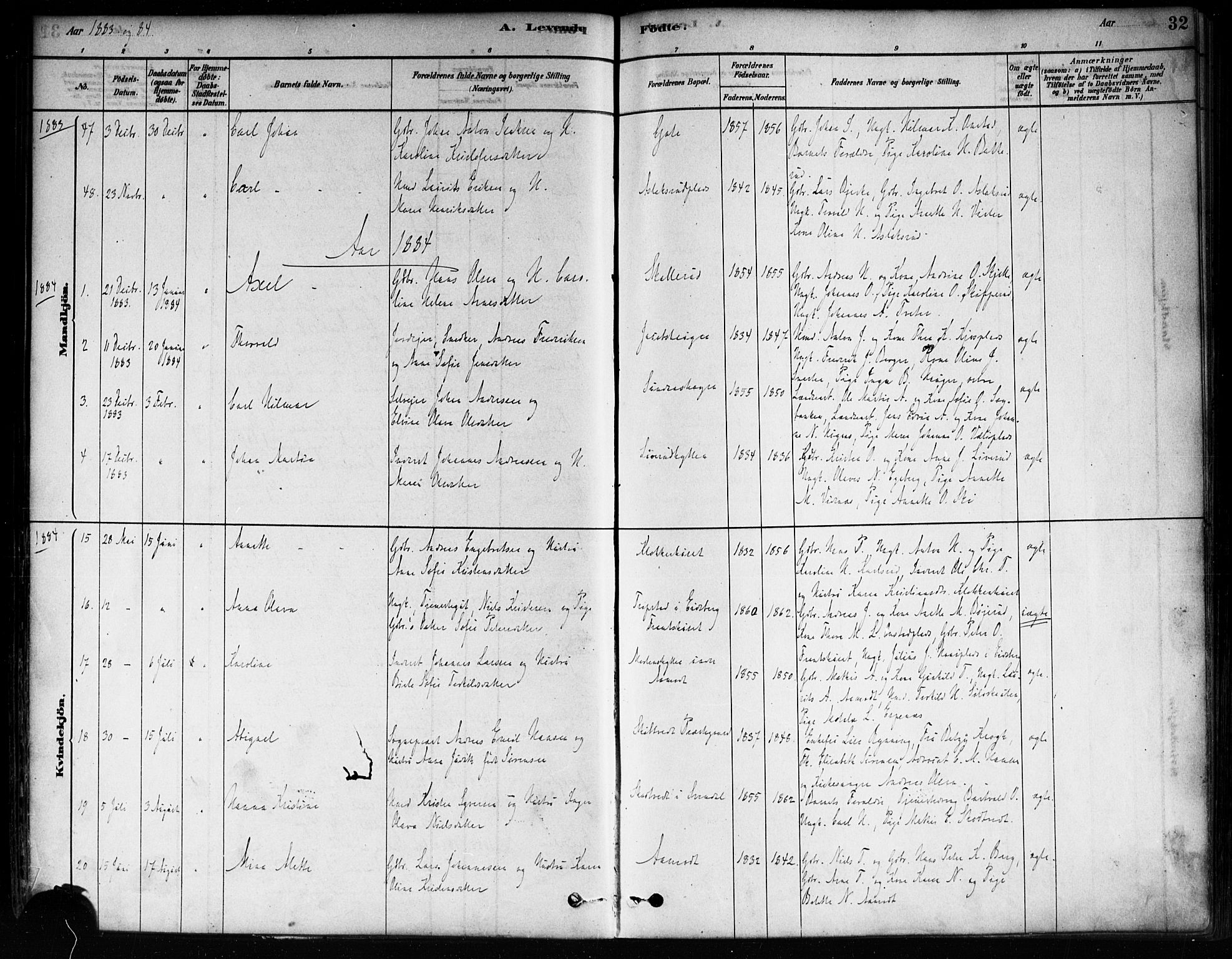 Skiptvet prestekontor Kirkebøker, SAO/A-20009/F/Fa/L0009: Parish register (official) no. 9, 1878-1900, p. 32