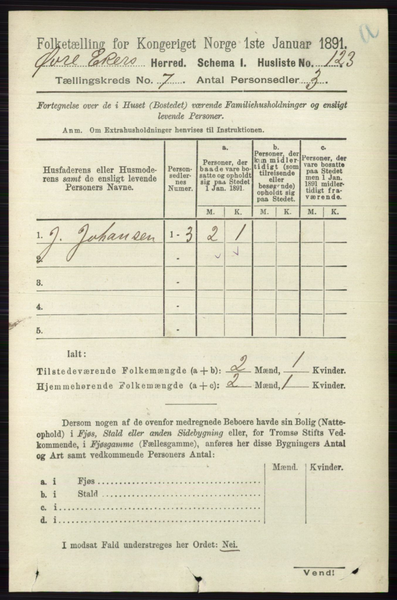 RA, 1891 census for 0624 Øvre Eiker, 1891, p. 2662