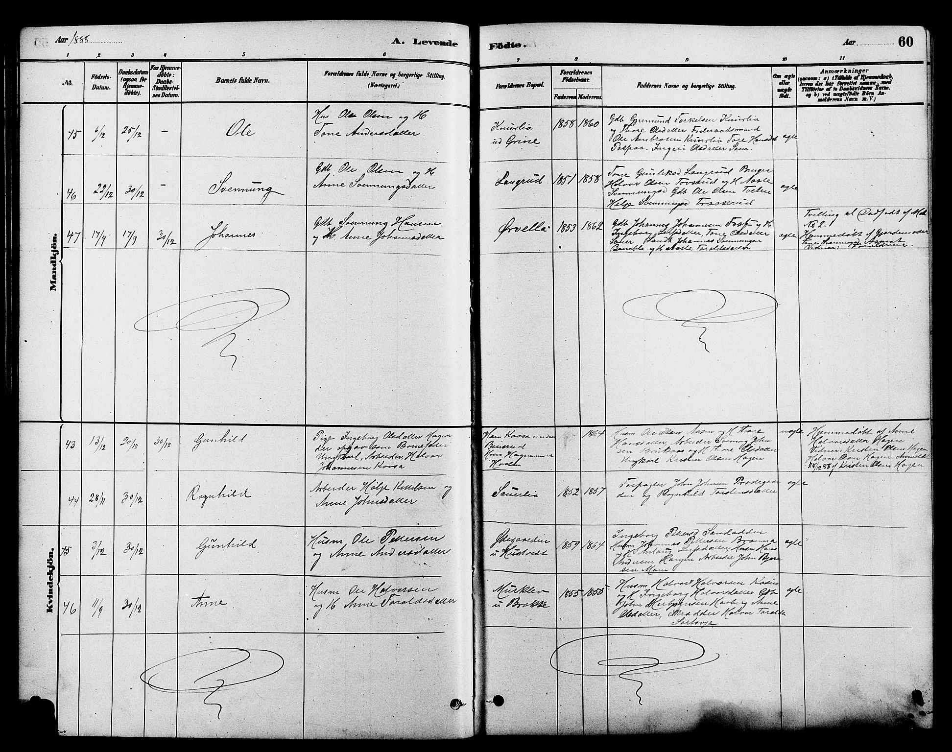 Heddal kirkebøker, SAKO/A-268/G/Ga/L0002: Parish register (copy) no. I 2, 1879-1908, p. 60