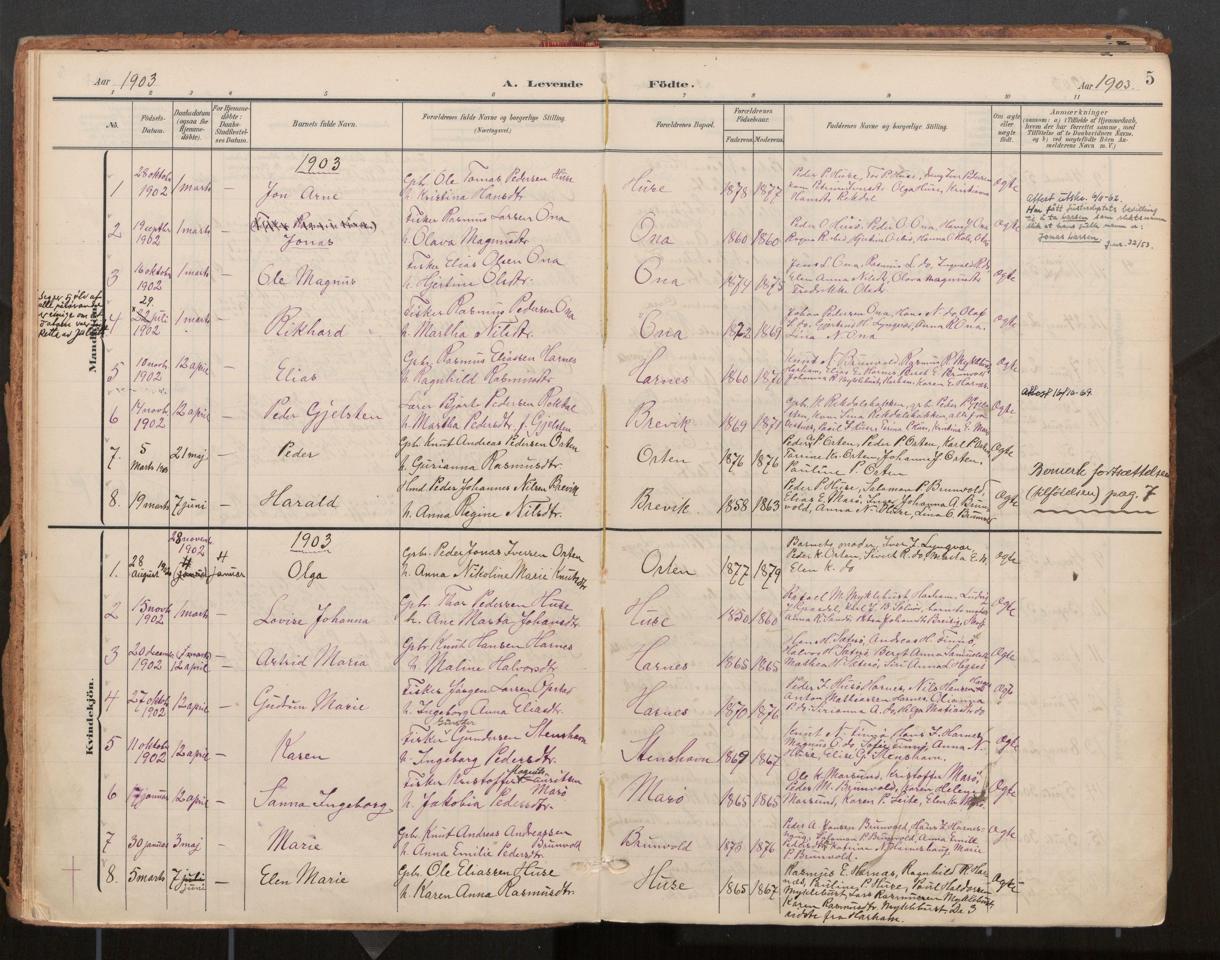 Ministerialprotokoller, klokkerbøker og fødselsregistre - Møre og Romsdal, SAT/A-1454/561/L0730: Parish register (official) no. 561A04, 1901-1929, p. 5