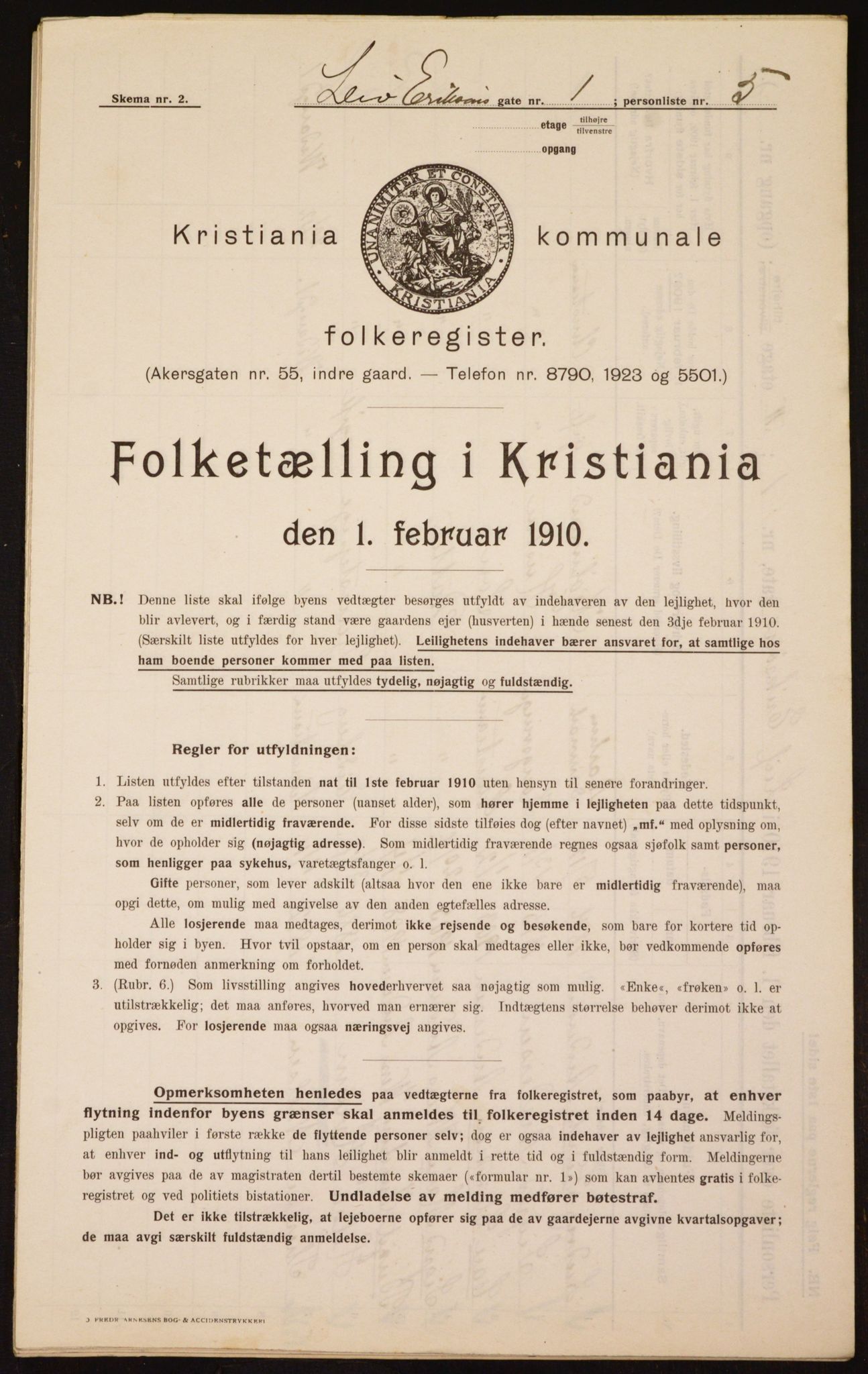 OBA, Municipal Census 1910 for Kristiania, 1910, p. 55467