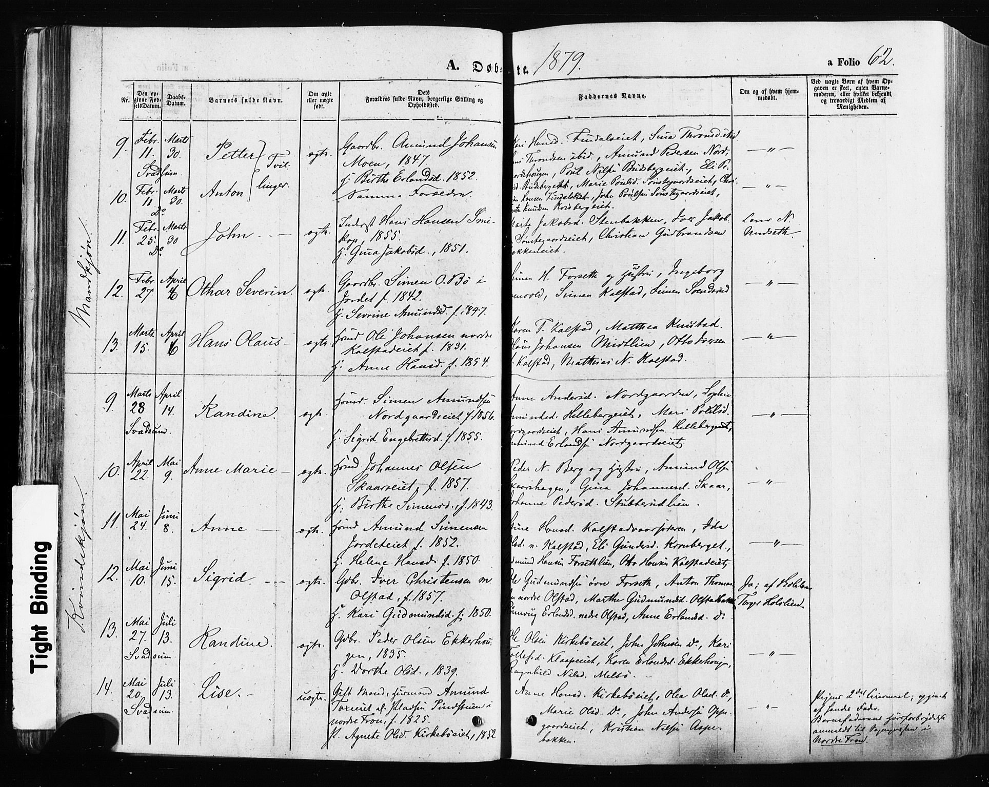 Gausdal prestekontor, AV/SAH-PREST-090/H/Ha/Haa/L0010: Parish register (official) no. 10, 1867-1886, p. 62