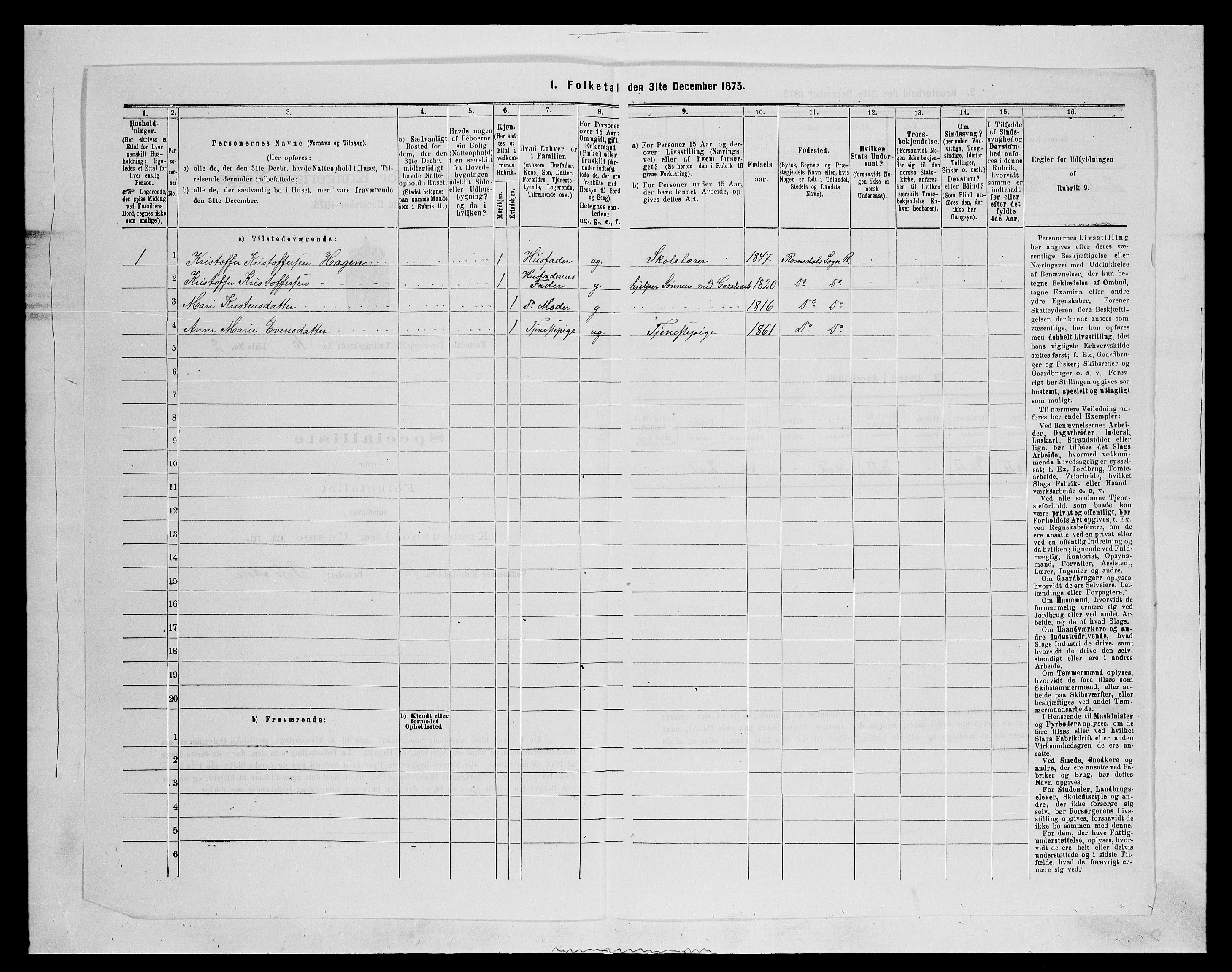 SAH, 1875 census for 0416P Romedal, 1875, p. 1538