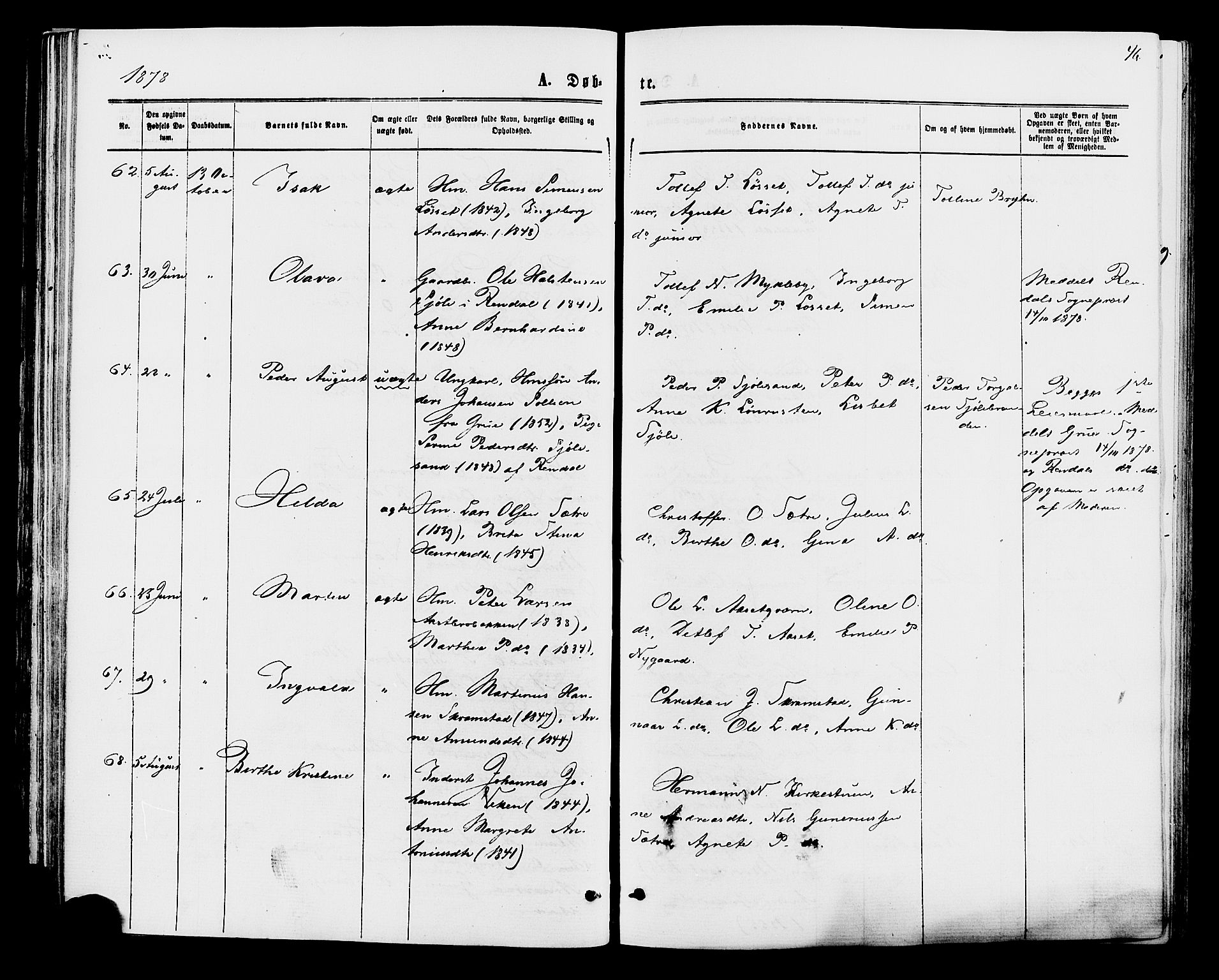 Åmot prestekontor, Hedmark, AV/SAH-PREST-056/H/Ha/Haa/L0009: Parish register (official) no. 9, 1875-1883, p. 46