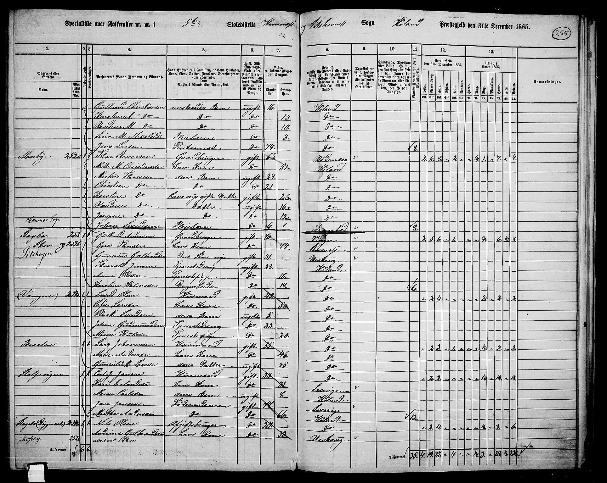 RA, 1865 census for Høland, 1865, p. 230