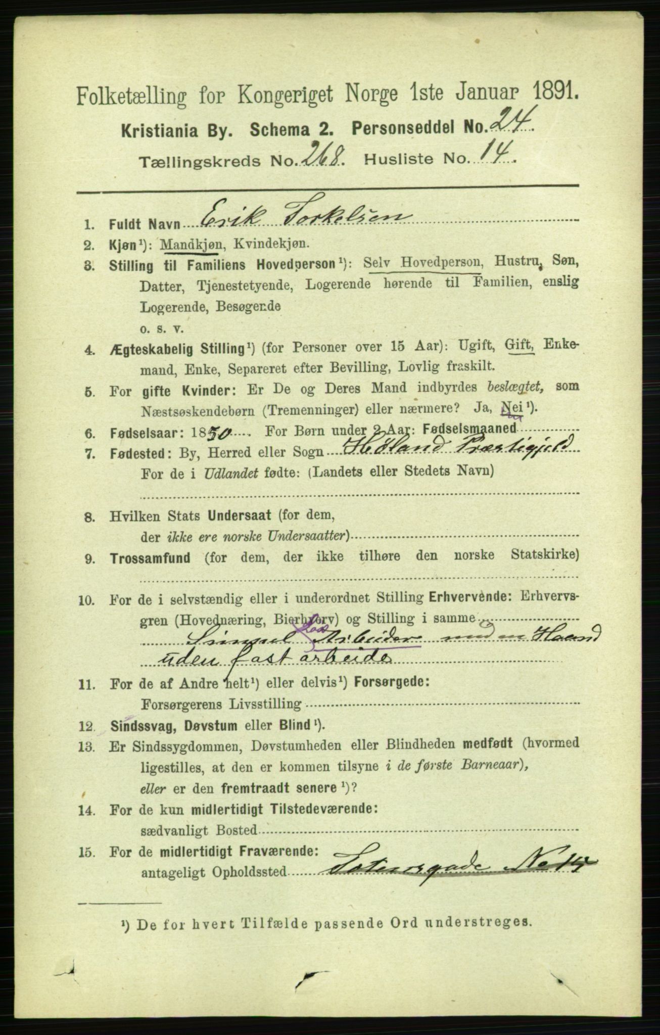 RA, 1891 census for 0301 Kristiania, 1891, p. 162387