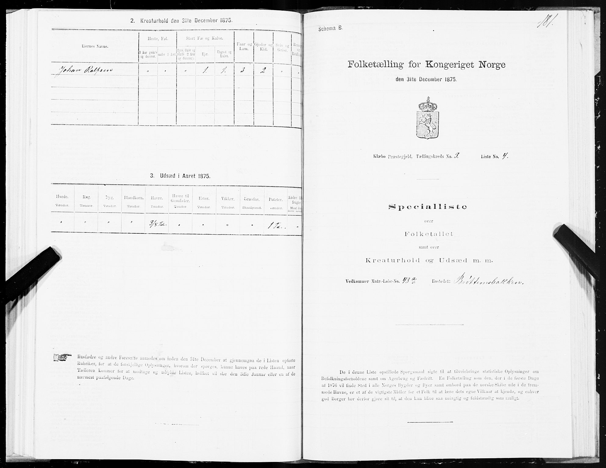 SAT, 1875 census for 1662P Klæbu, 1875, p. 1181