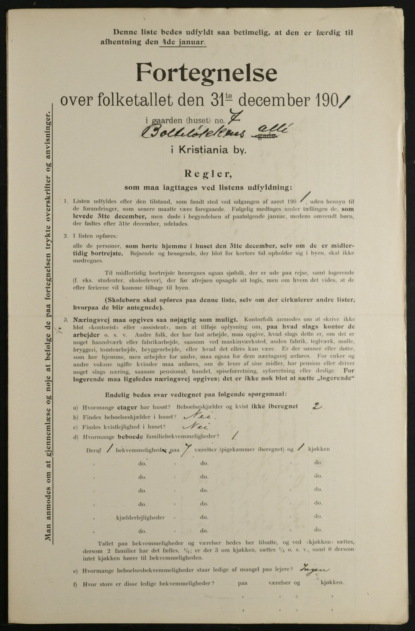 OBA, Municipal Census 1901 for Kristiania, 1901, p. 1277