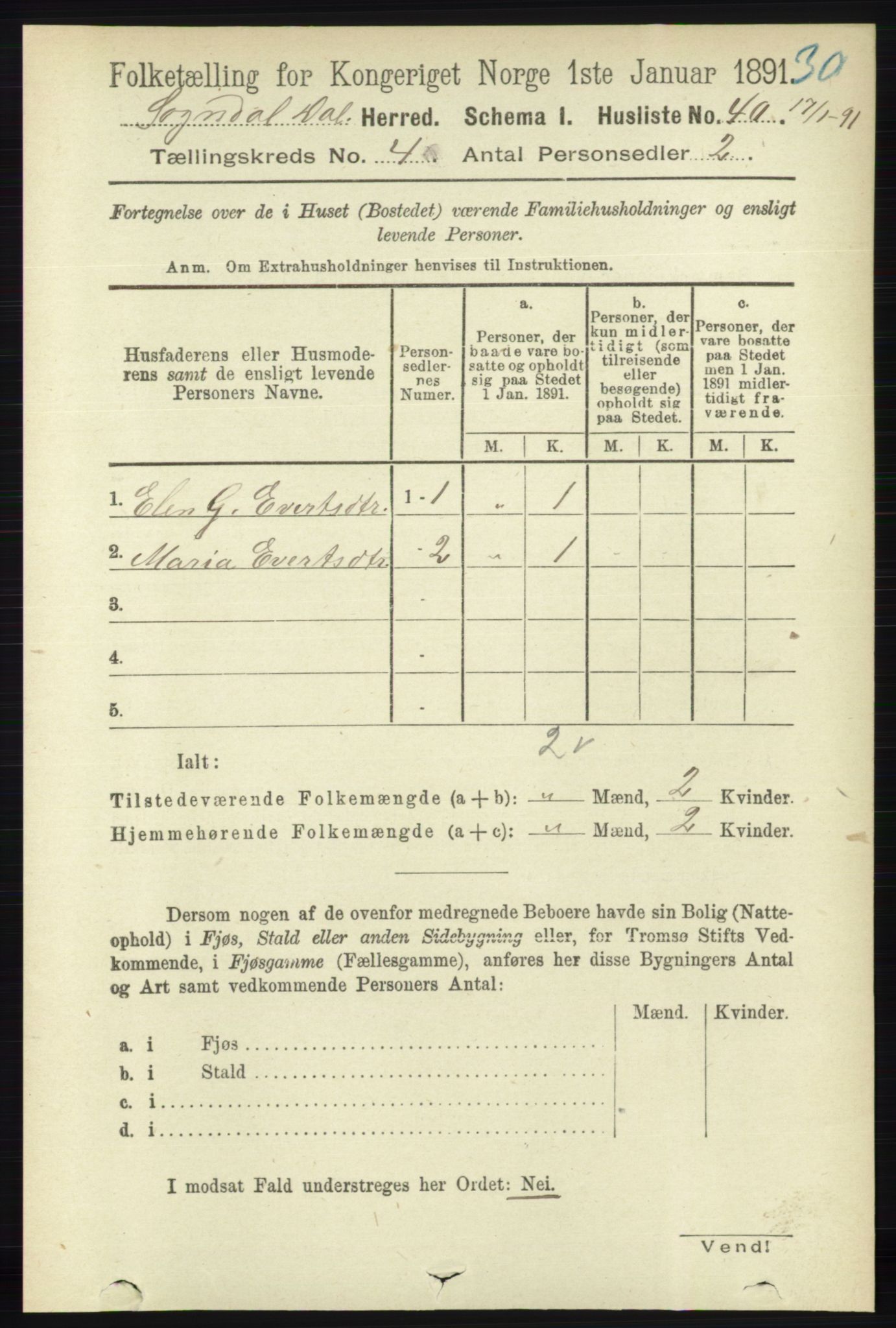 RA, 1891 census for 1111 Sokndal, 1891, p. 991