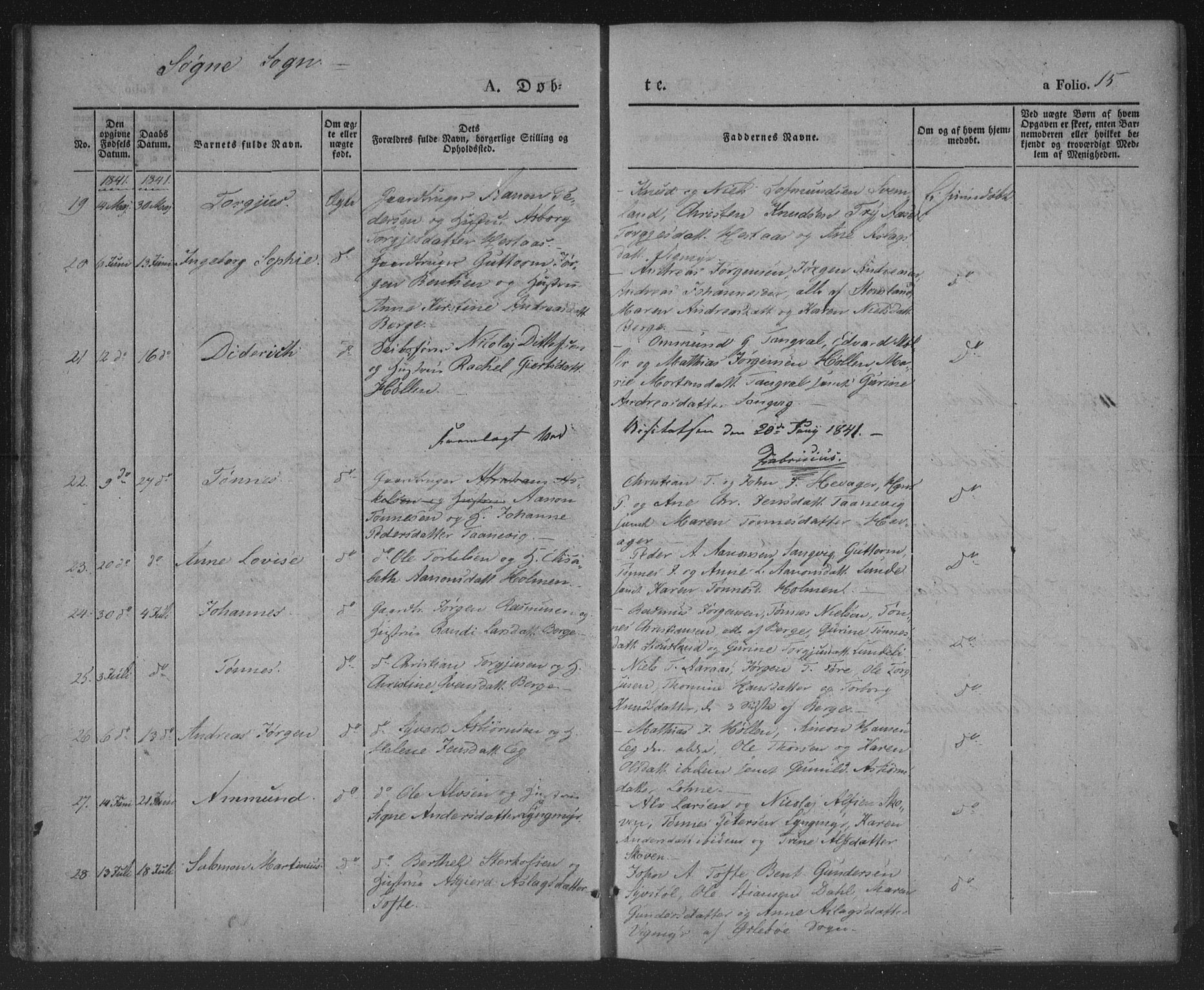 Søgne sokneprestkontor, AV/SAK-1111-0037/F/Fa/Fab/L0009: Parish register (official) no. A 9, 1838-1853, p. 15