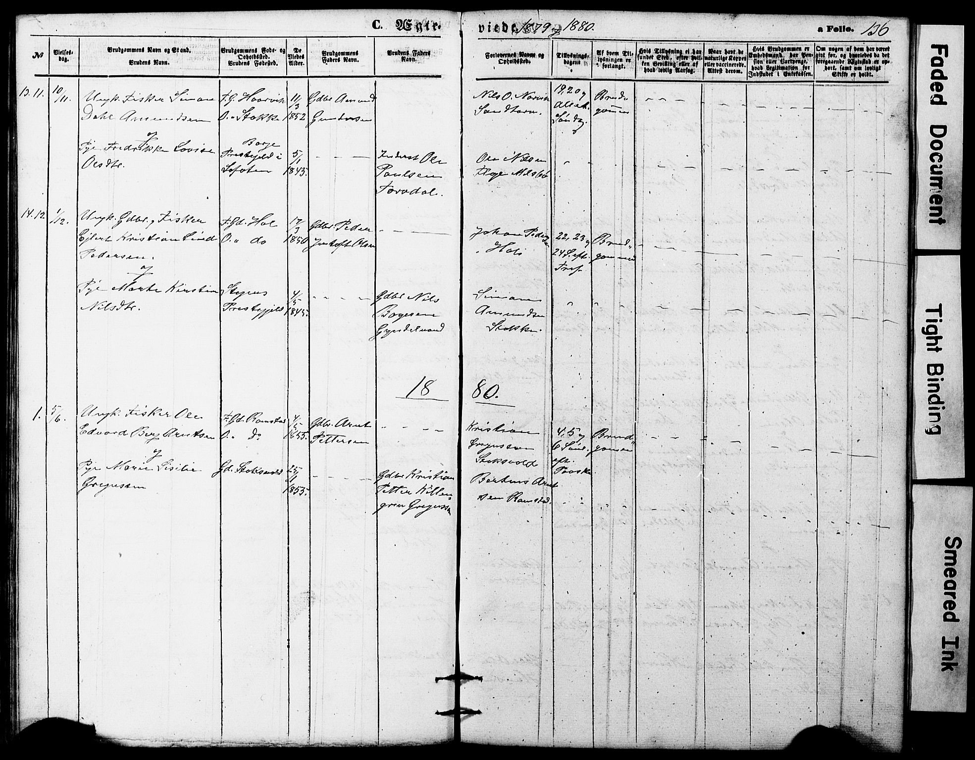 Ministerialprotokoller, klokkerbøker og fødselsregistre - Nordland, AV/SAT-A-1459/865/L0930: Parish register (copy) no. 865C02, 1866-1884, p. 136