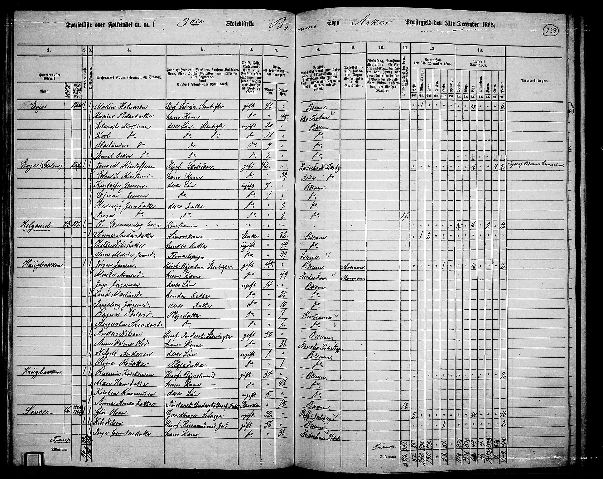 RA, 1865 census for Asker, 1865, p. 231