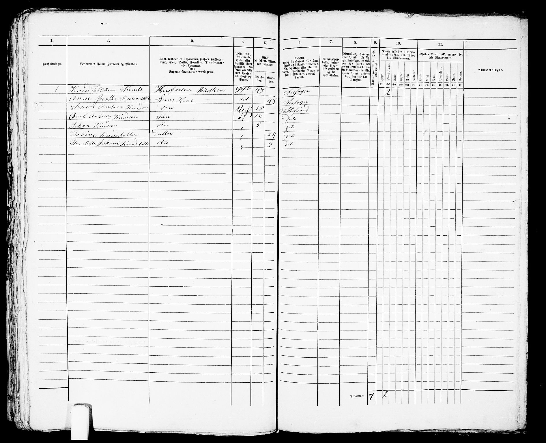 RA, 1865 census for Flekkefjord/Flekkefjord, 1865, p. 487