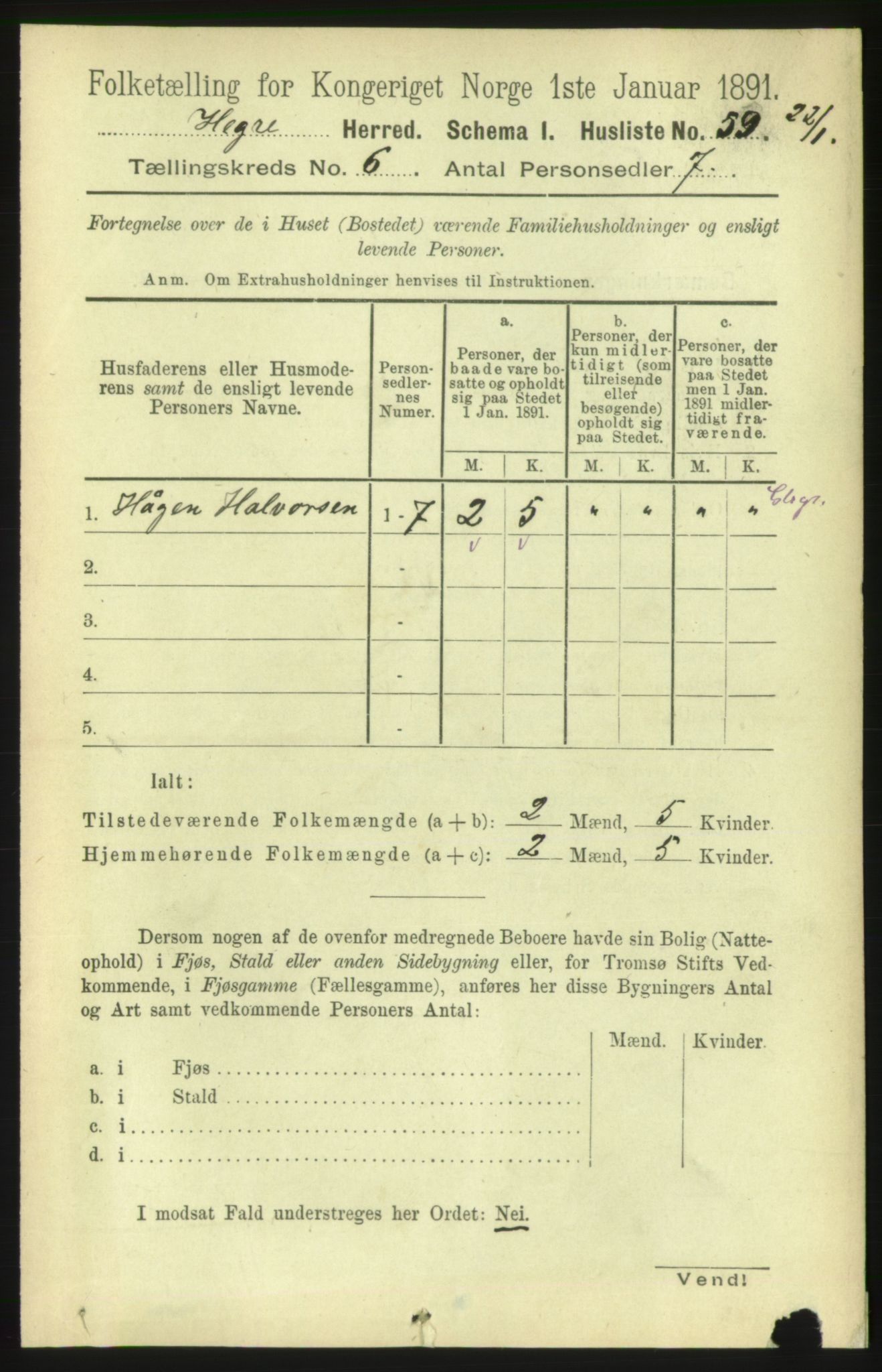 RA, 1891 census for 1712 Hegra, 1891, p. 2366