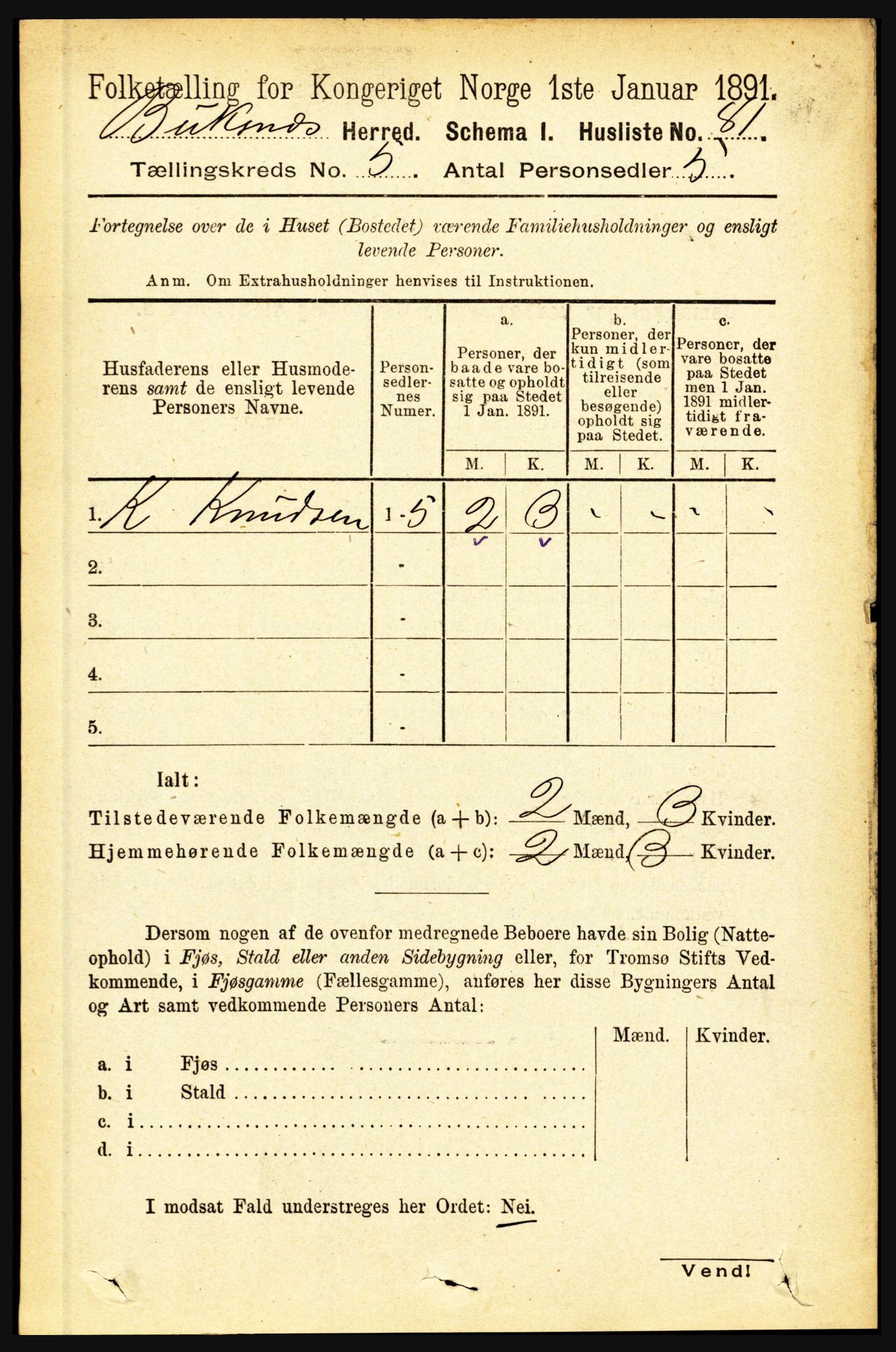 RA, 1891 census for 1860 Buksnes, 1891, p. 3860