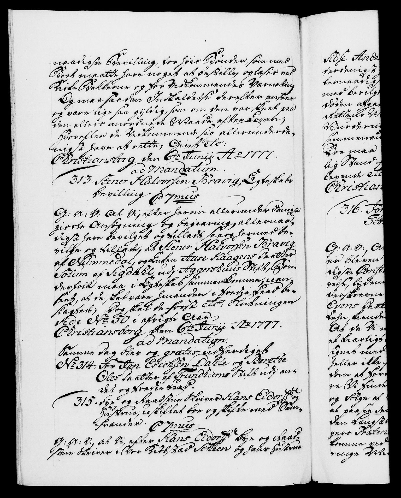 Danske Kanselli 1572-1799, AV/RA-EA-3023/F/Fc/Fca/Fcaa/L0047: Norske registre, 1776-1778, p. 522b