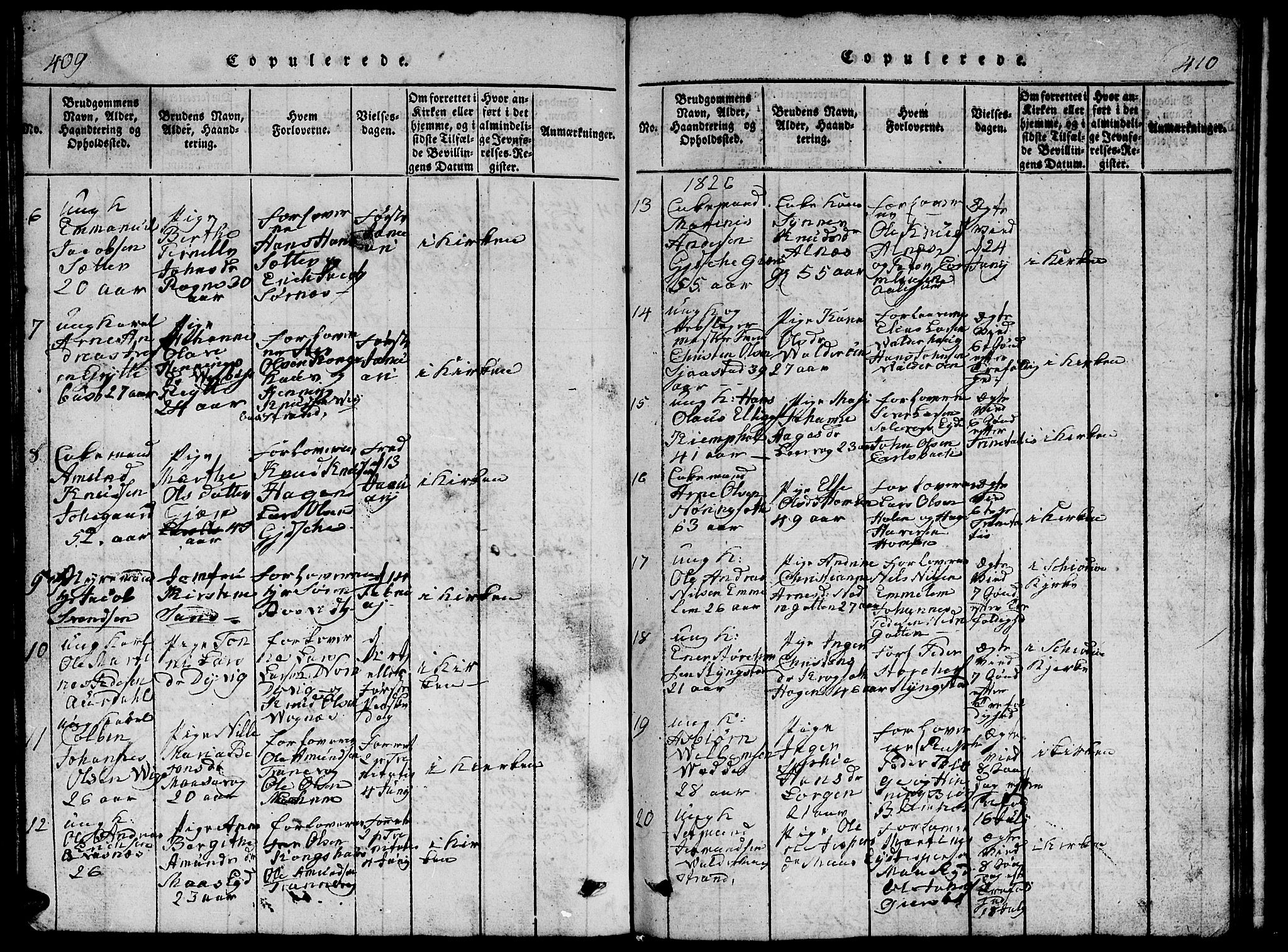 Ministerialprotokoller, klokkerbøker og fødselsregistre - Møre og Romsdal, AV/SAT-A-1454/528/L0423: Parish register (copy) no. 528C04, 1816-1827, p. 409-410