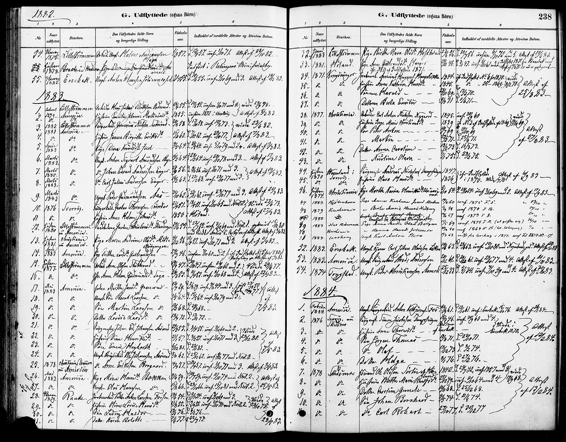 Fet prestekontor Kirkebøker, SAO/A-10370a/F/Fa/L0014: Parish register (official) no. I 14, 1878-1891, p. 238
