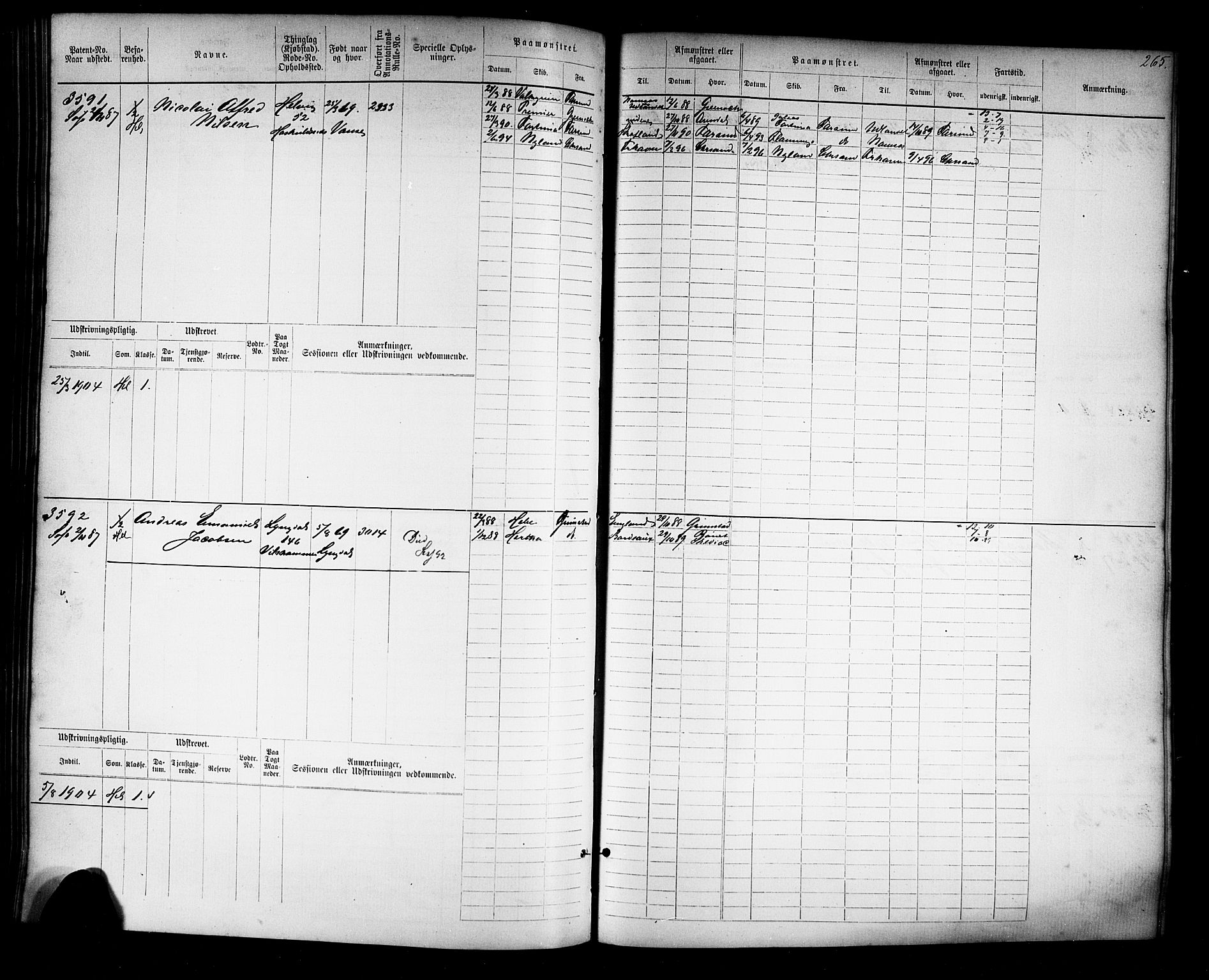 Farsund mønstringskrets, AV/SAK-2031-0017/F/Fb/L0019: Hovedrulle nr 3067-3832, Z-11, 1882-1922, p. 269