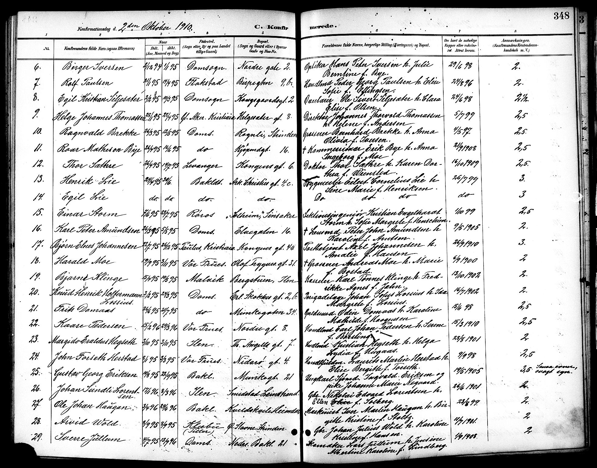 Ministerialprotokoller, klokkerbøker og fødselsregistre - Sør-Trøndelag, SAT/A-1456/601/L0094: Parish register (copy) no. 601C12, 1898-1911, p. 348