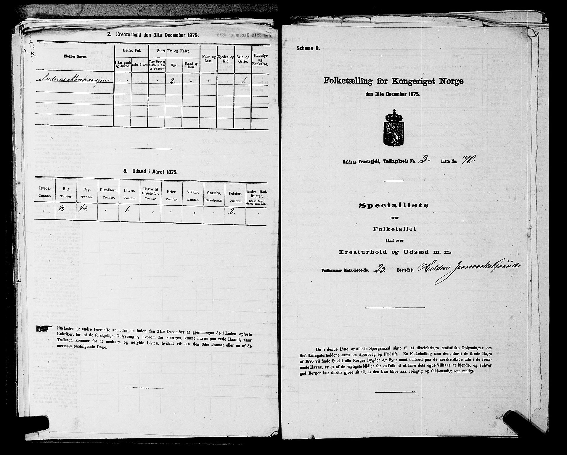 SAKO, 1875 census for 0819P Holla, 1875, p. 427