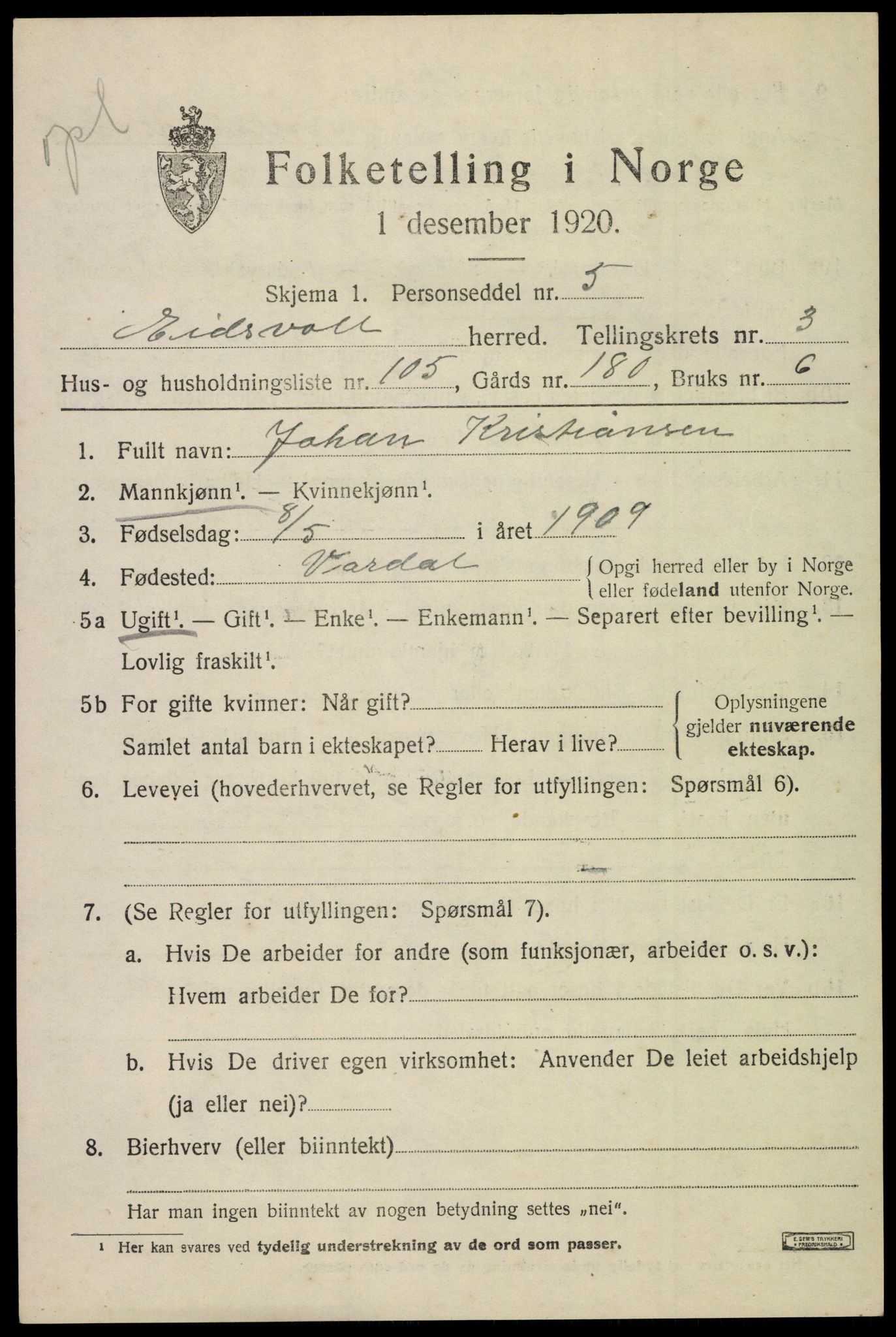 SAO, 1920 census for Eidsvoll, 1920, p. 8881