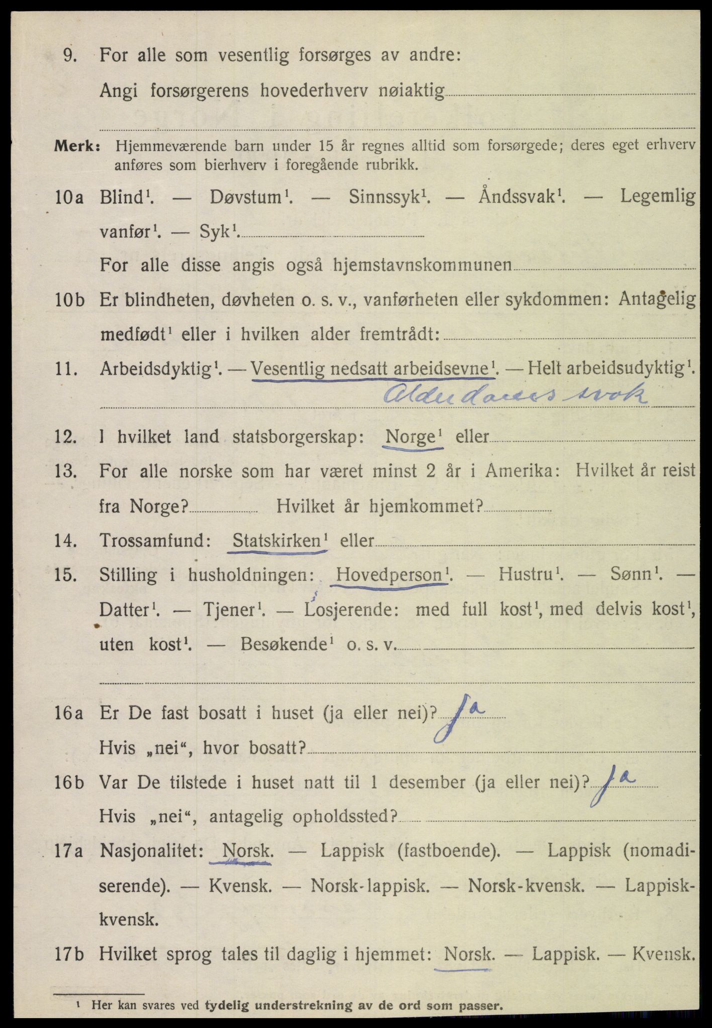 SAT, 1920 census for Flatanger, 1920, p. 1089