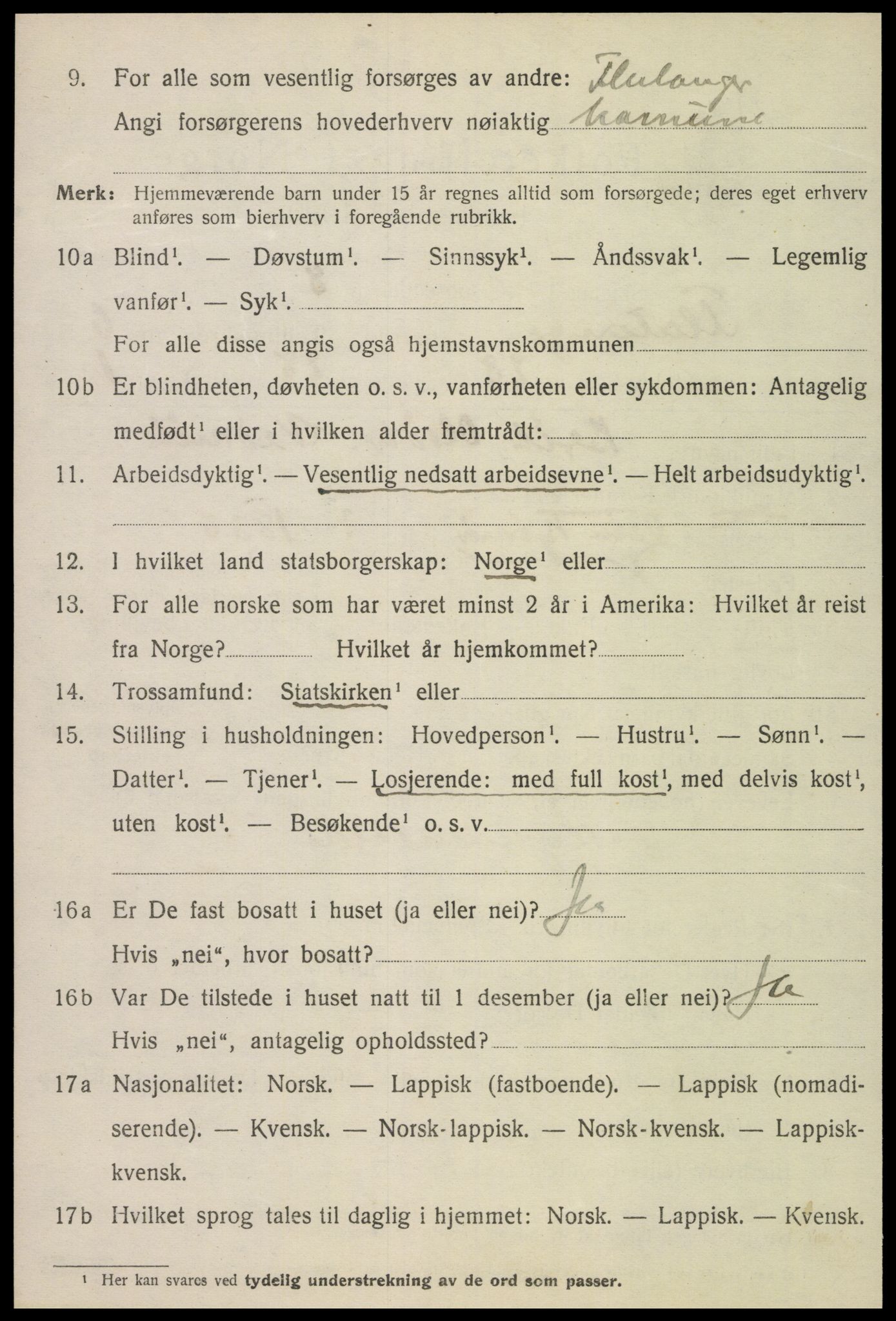 SAT, 1920 census for Flatanger, 1920, p. 3213