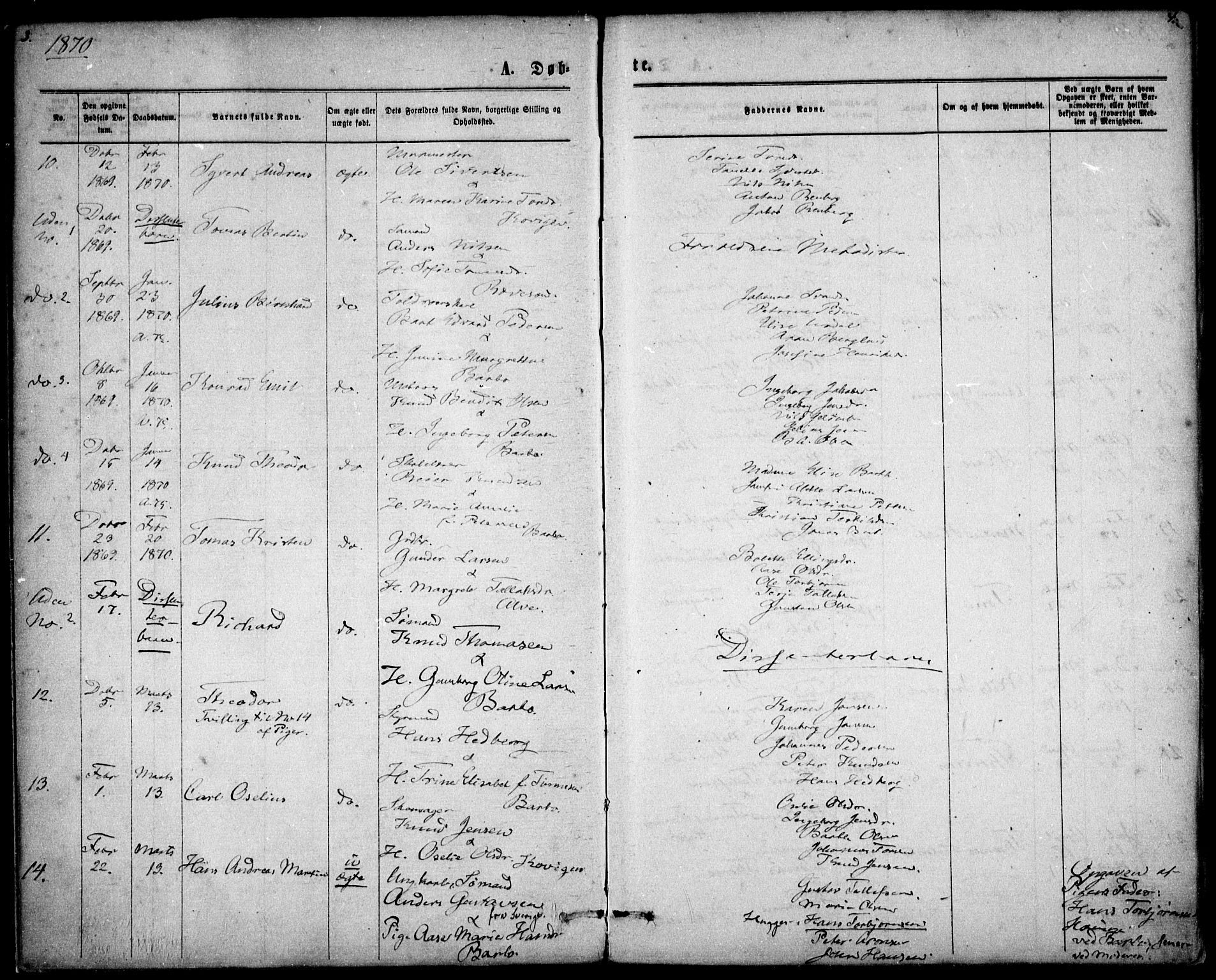 Tromøy sokneprestkontor, SAK/1111-0041/F/Fa/L0008: Parish register (official) no. A 8, 1870-1877, p. 3-4