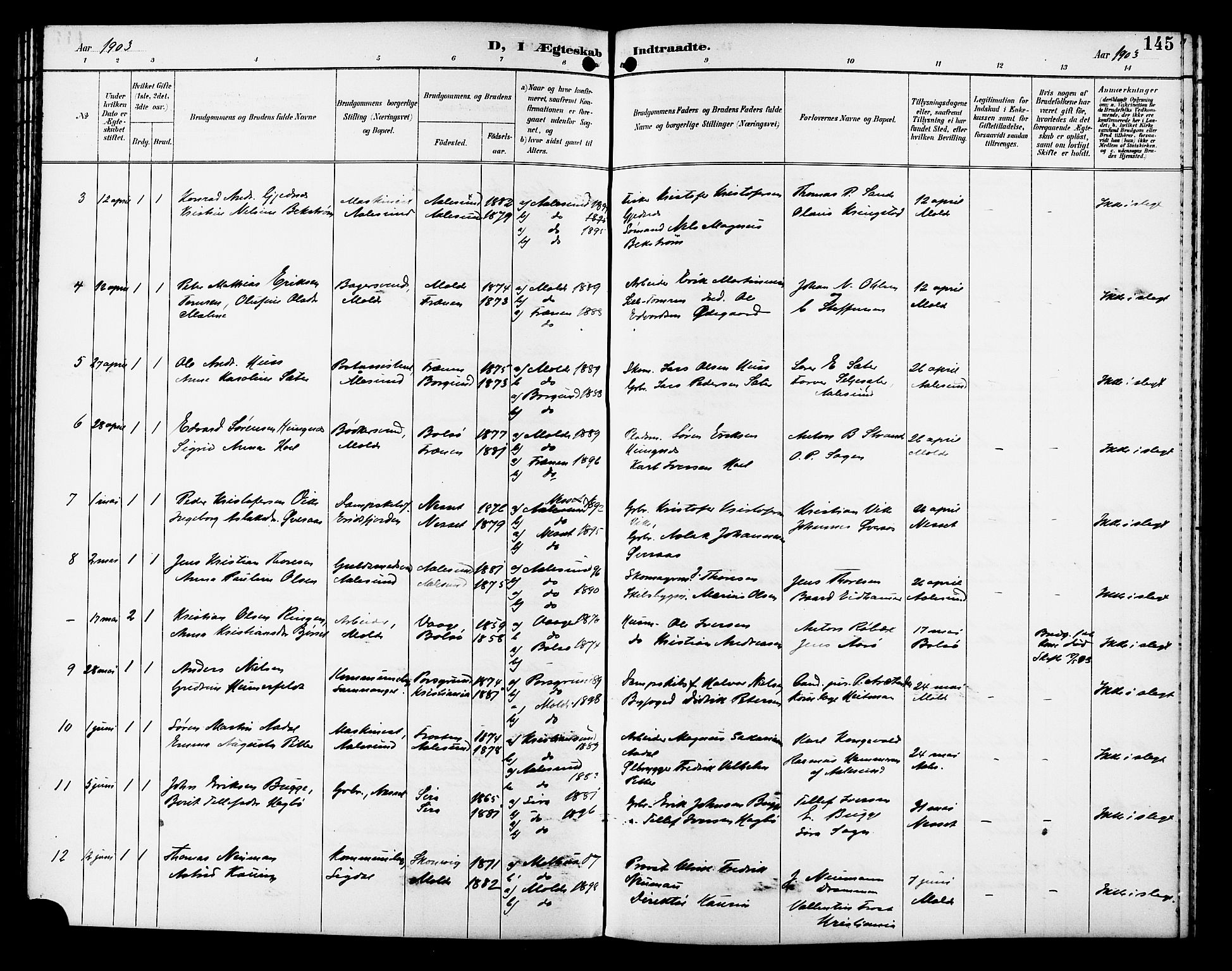 Ministerialprotokoller, klokkerbøker og fødselsregistre - Møre og Romsdal, AV/SAT-A-1454/558/L0702: Parish register (copy) no. 558C03, 1894-1915, p. 145