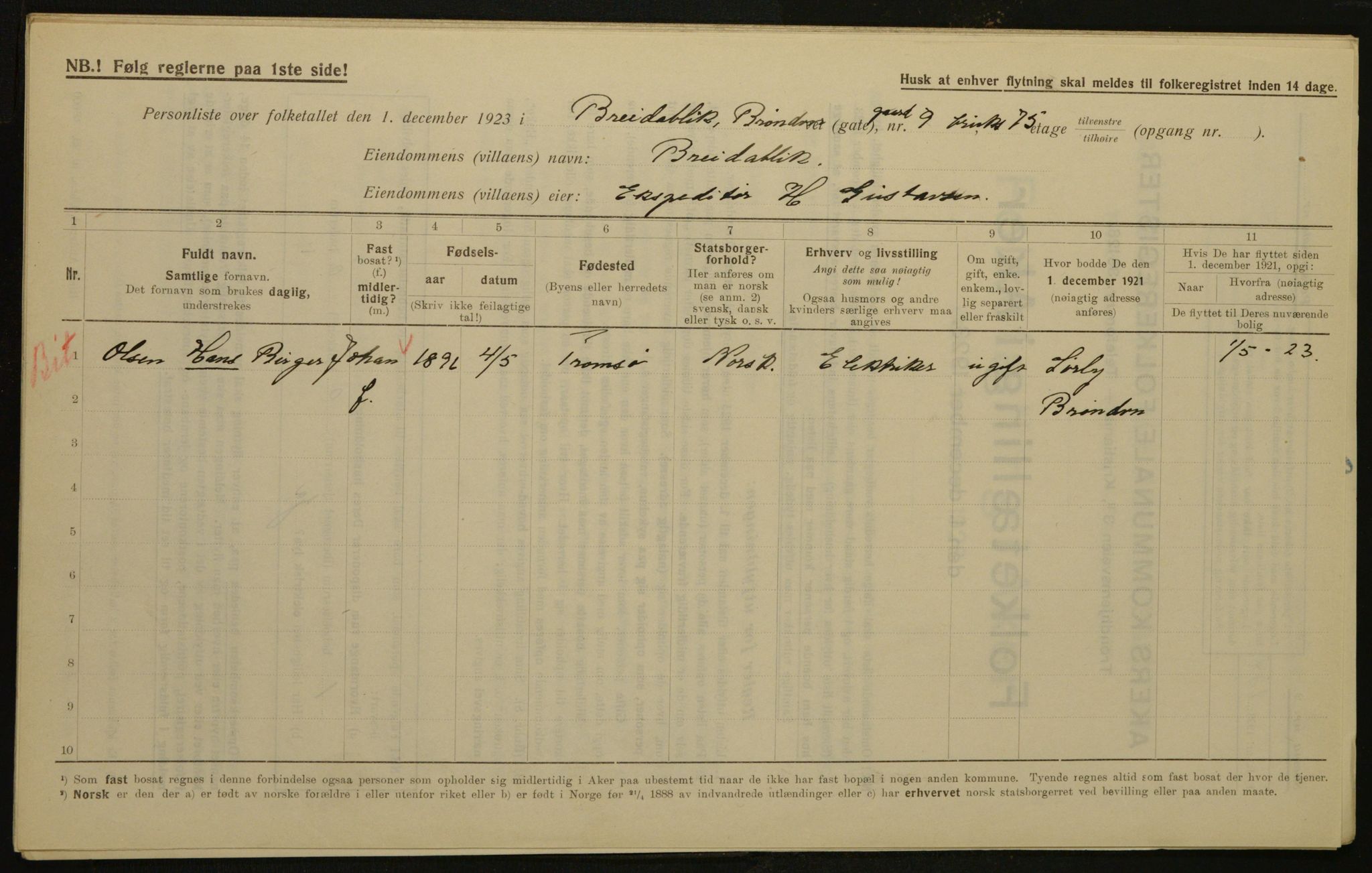 , Municipal Census 1923 for Aker, 1923, p. 763