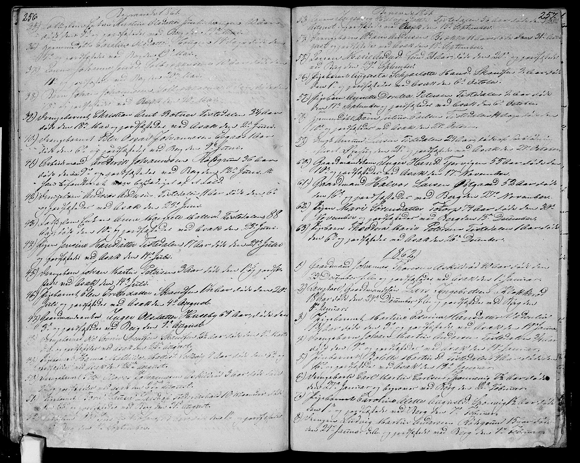 Berg prestekontor Kirkebøker, SAO/A-10902/G/Ga/L0003: Parish register (copy) no.  I 3, 1850-1866, p. 256-257